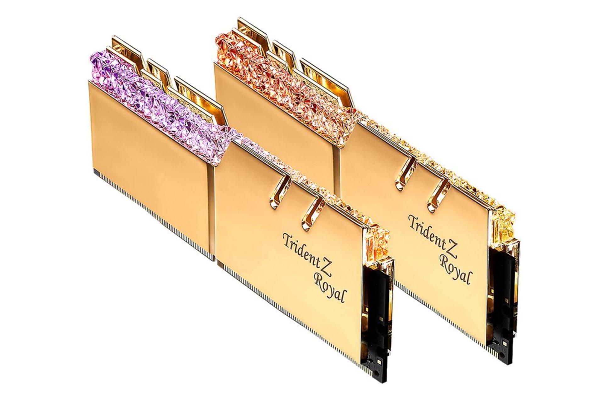 نمای کنار رم جی اسکیل Trident Z Royal ظرفیت 64 گیگابایت (2x32) از نوع DDR4-3200
