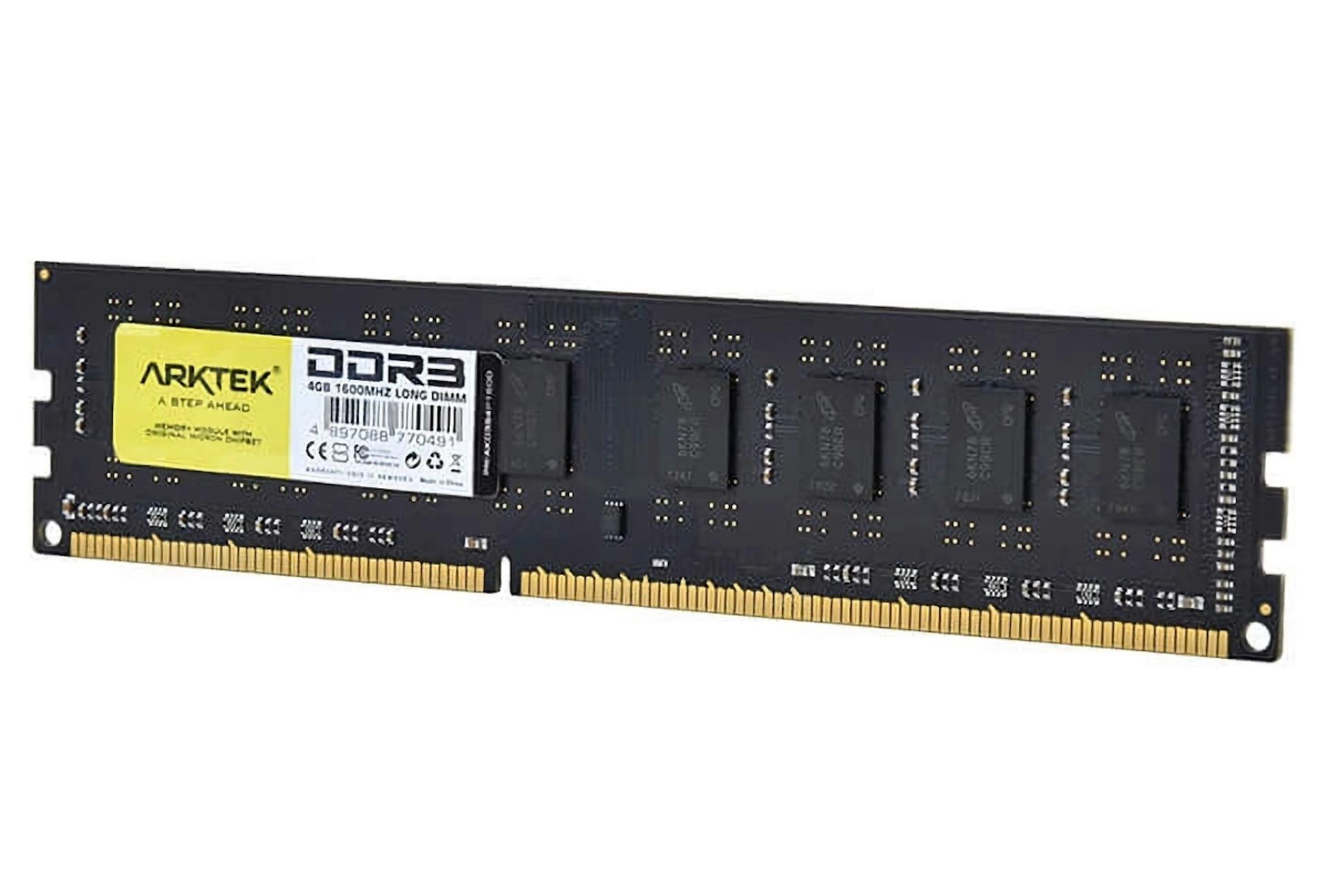 نمای راست رم آرکتک UDIMM ظرفیت 4 گیگابایت از نوع DDR3-1600