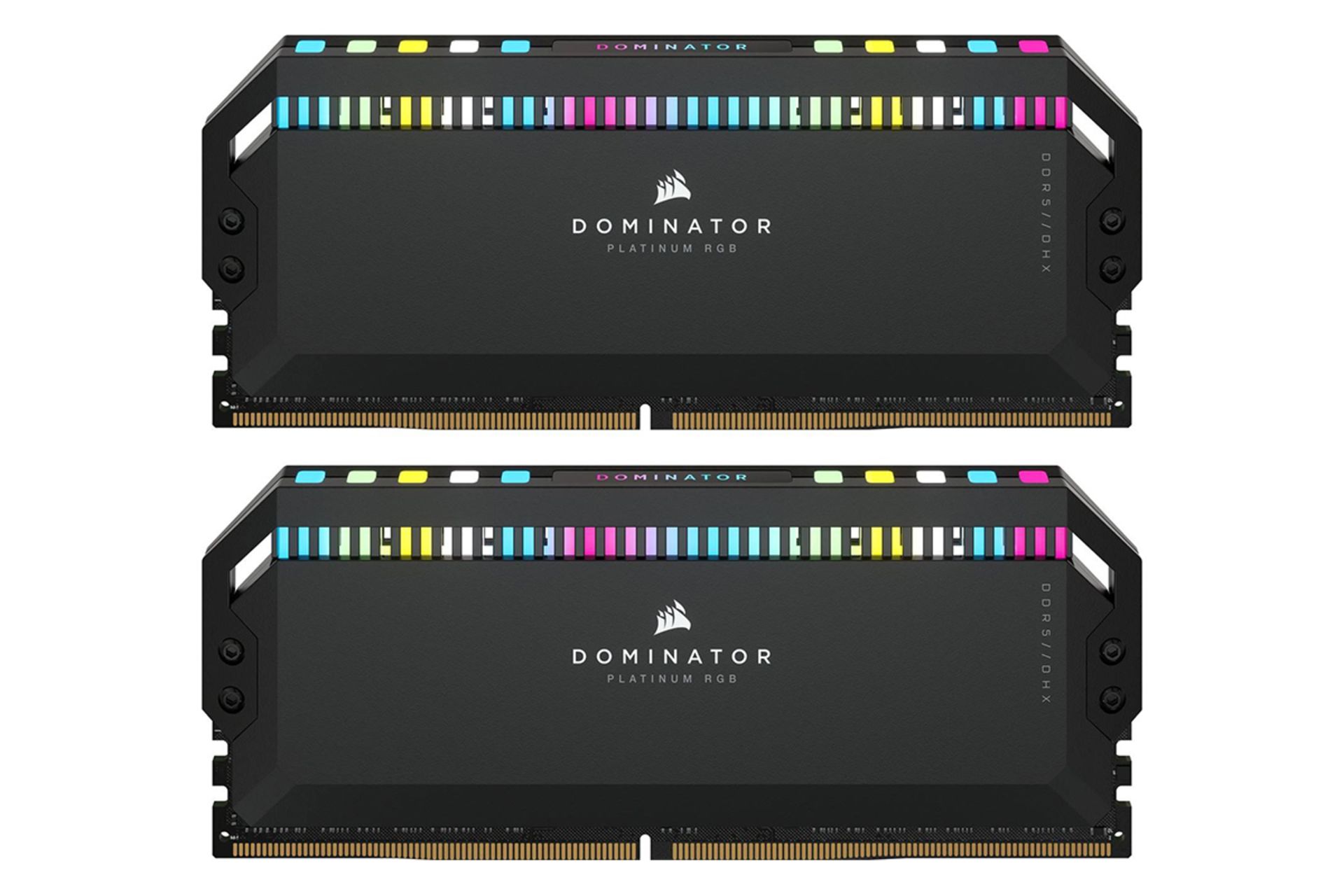 نمای جلوی رم کورسیر DOMINATOR PLATINUM RGB ظرفیت 64 گیگابایت (2x32) از نوع DDR5-5600 بصورت دوتایی