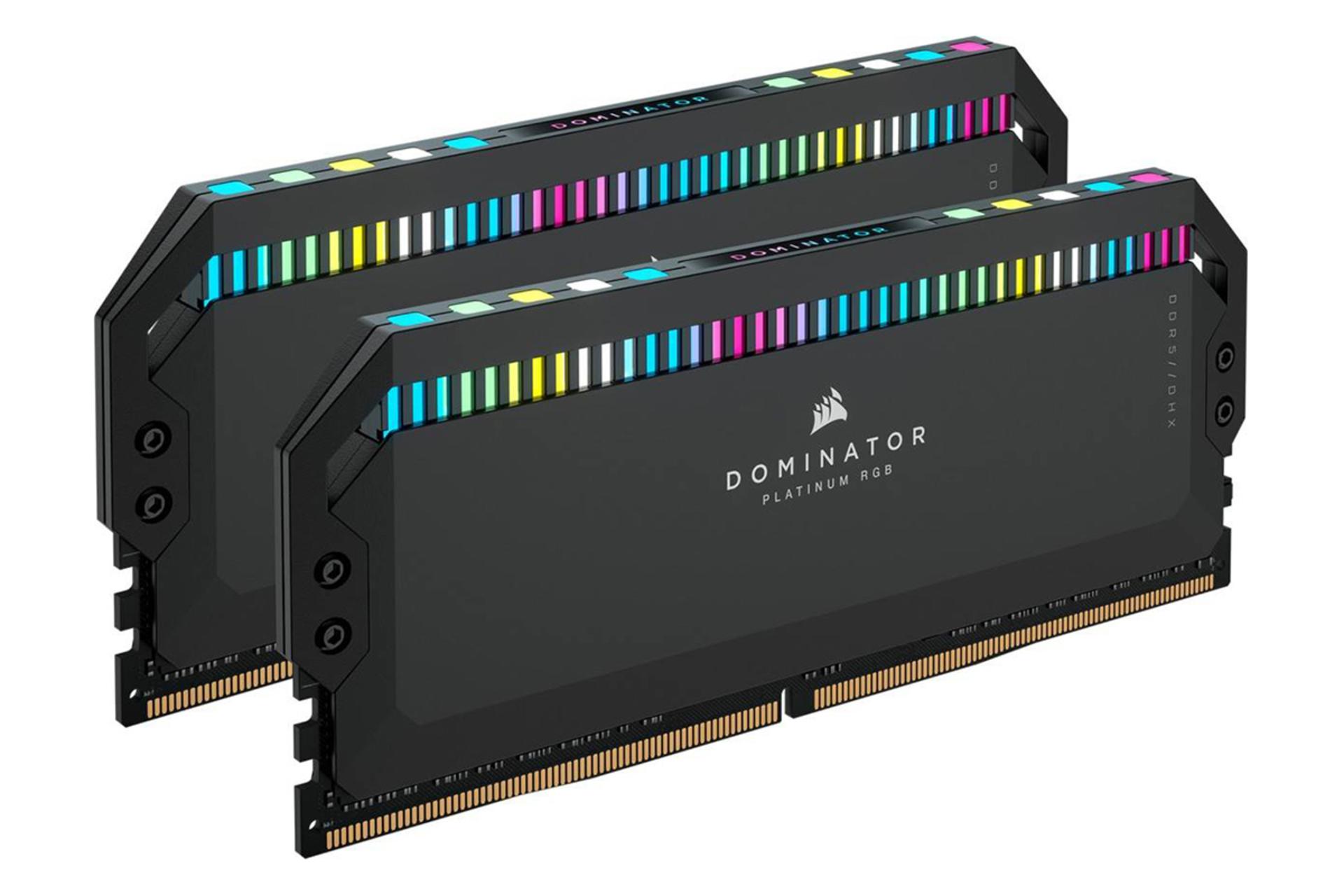 نمای جلوی رم کورسیر DOMINATOR PLATINUM RGB ظرفیت 64 گیگابایت (2x32) از نوع DDR5-5600 از بغل