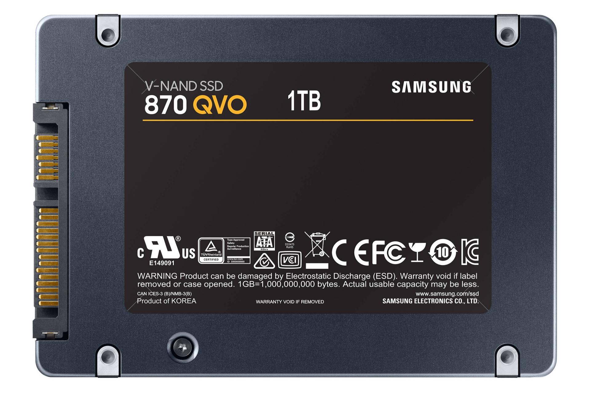 پشت SSD سامسونگ Samsung 870 QVO SATA 2.5 Inch 1TB ظرفیت 1 ترابایت