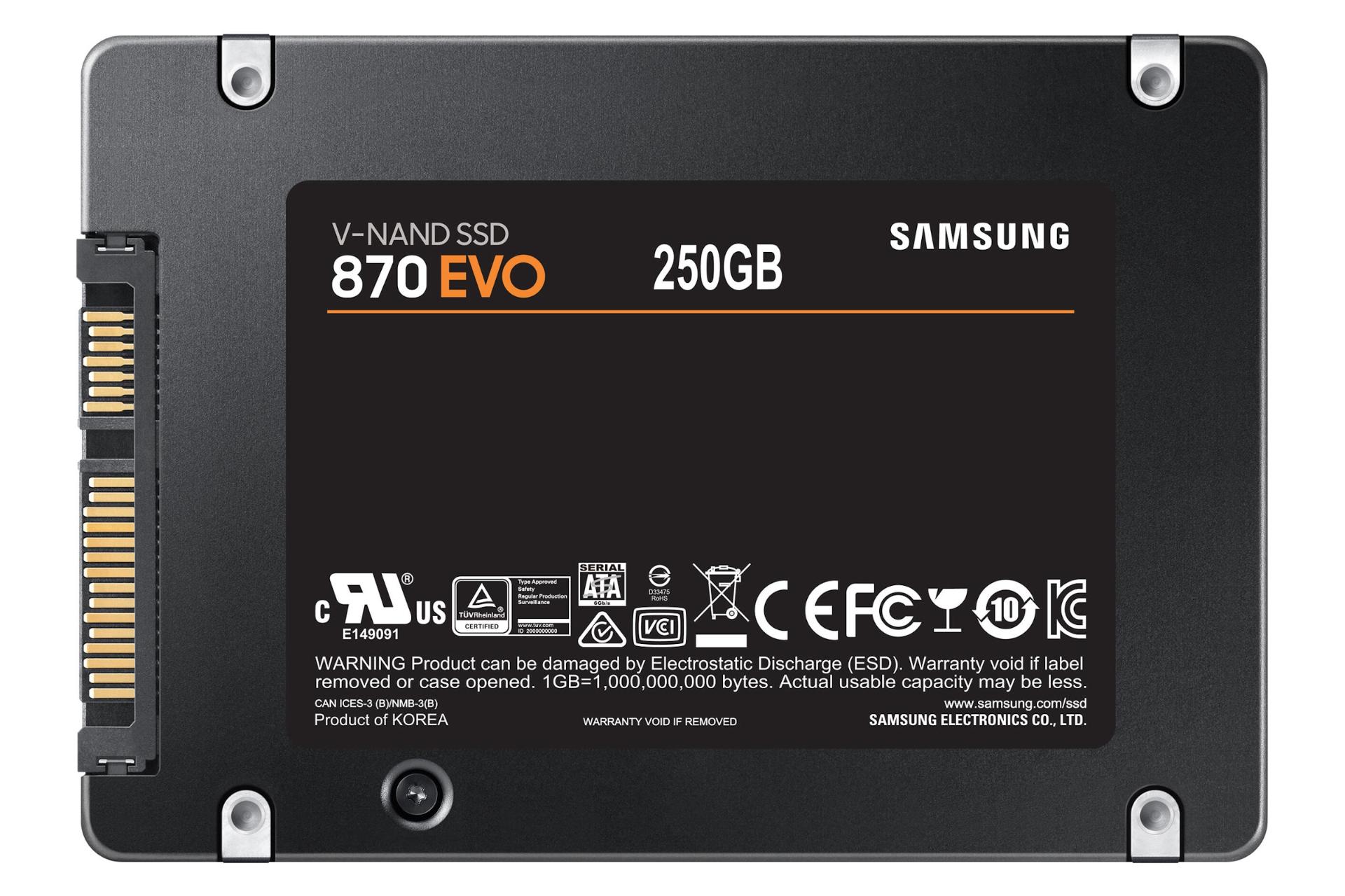 SSD سامسونگ Samsung 870 EVO SATA 2.5 Inch 250GB ظرفیت 250 گیگابایت