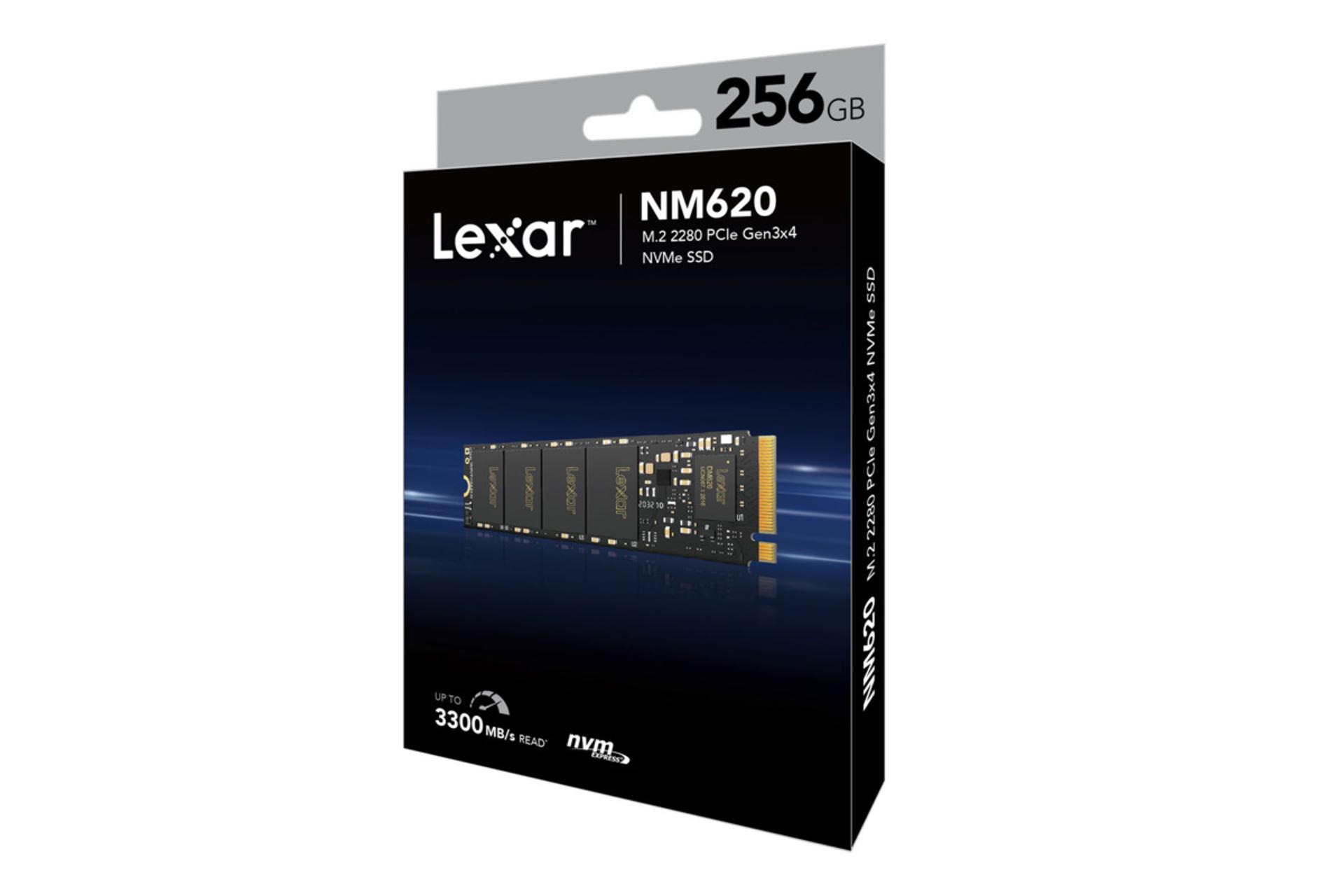 نمای جعبه SSD لکسار Lexar NM620 NVMe M.2 ظرفیت 256 گیگابایت