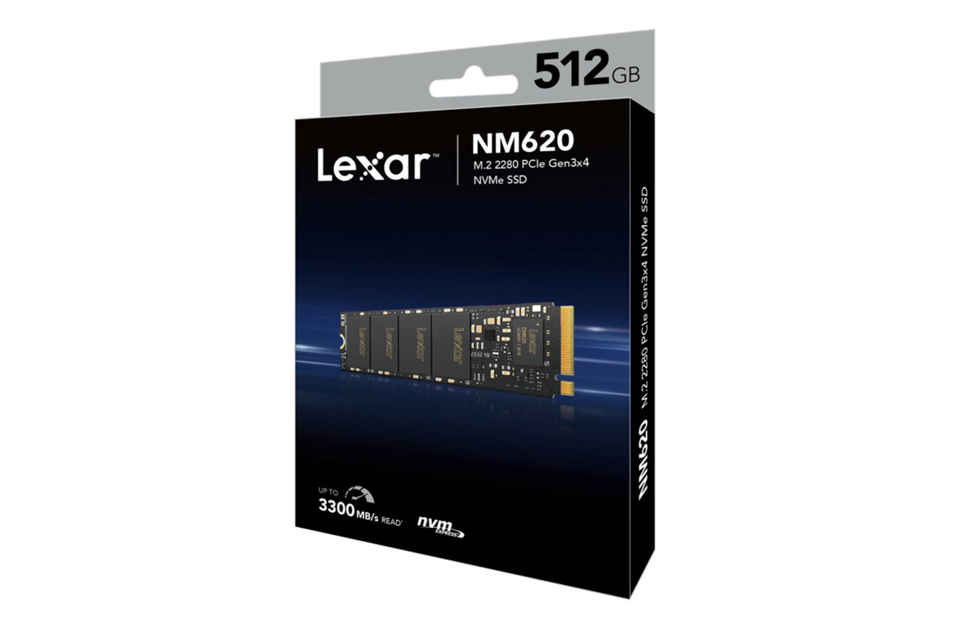 نمای جعبه SSD لکسار Lexar NM620 NVMe M.2 ظرفیت 512 گیگابایت
