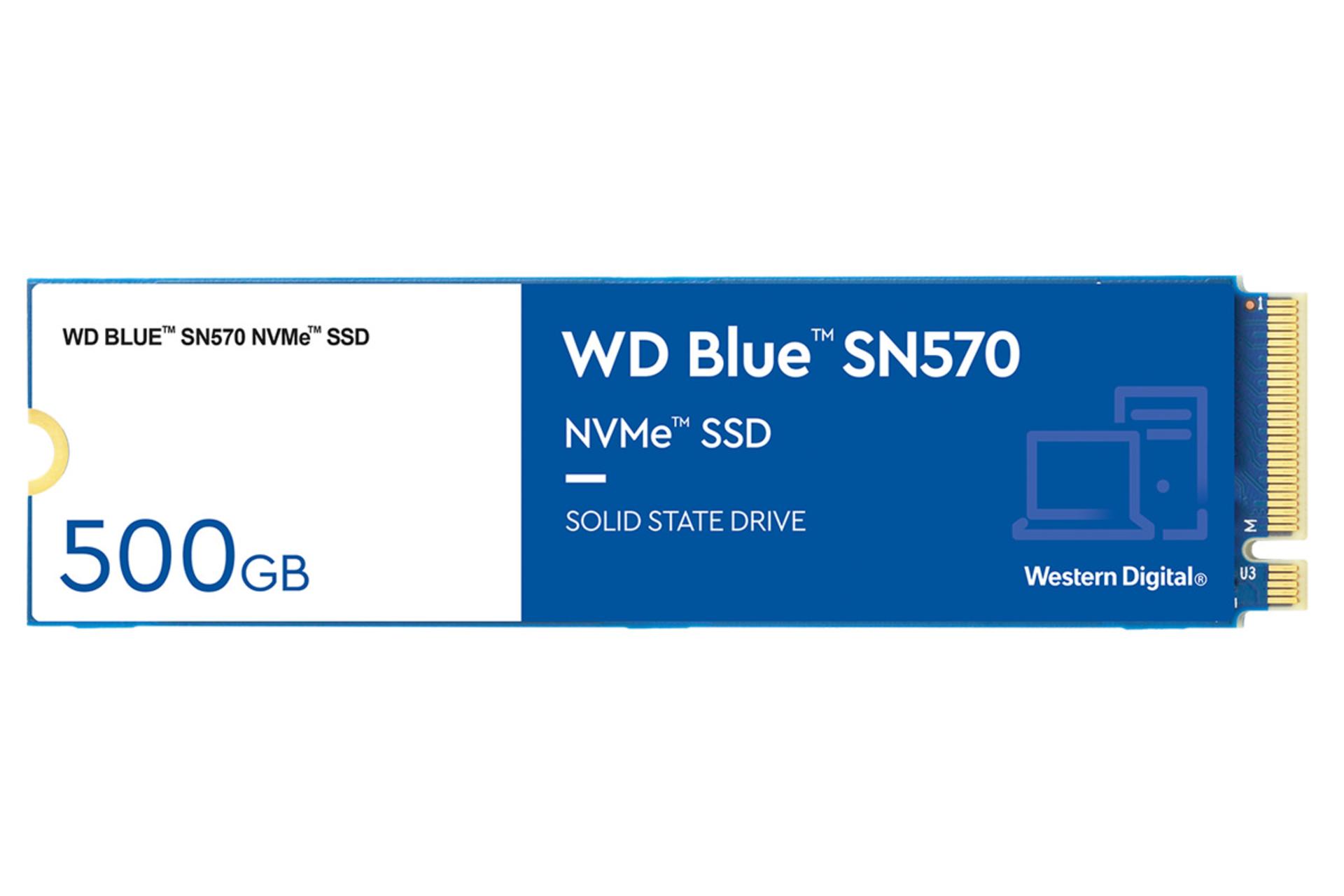 نمای روبرو SSD وسترن دیجیتال Blue SN570 NVMe M.2 ظرفیت 500 گیگابایت