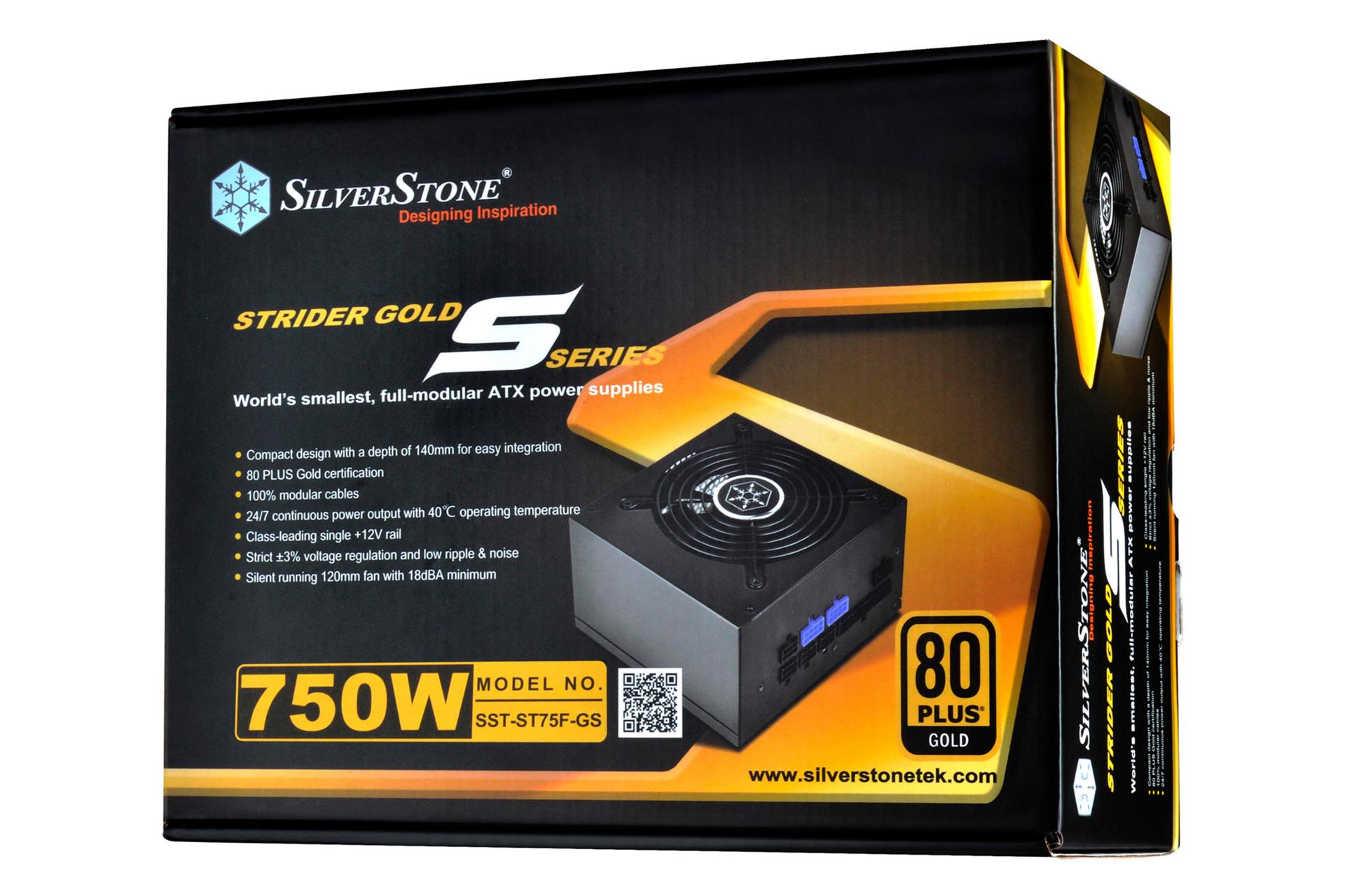 پاور کامپیوتر سیلور استون ST75F-GS V3.0 با توان 750 وات بسته بندی