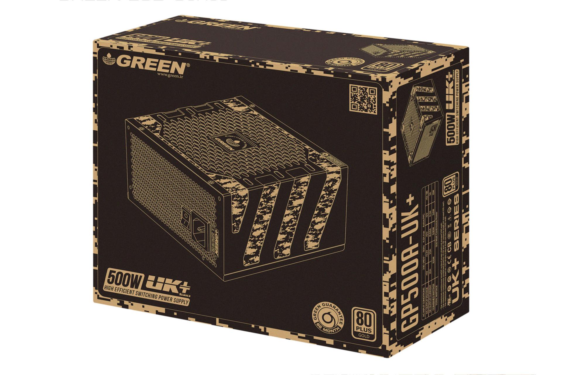 جعبه پاور کامپیوتر گرین GP500A-UK Plus با توان 500 وات