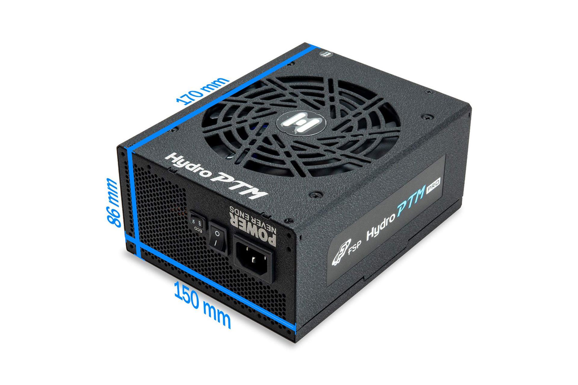 پاور کامپیوتر اف اس پی HYDRO PTM PRO با توان 650 وات ابعاد