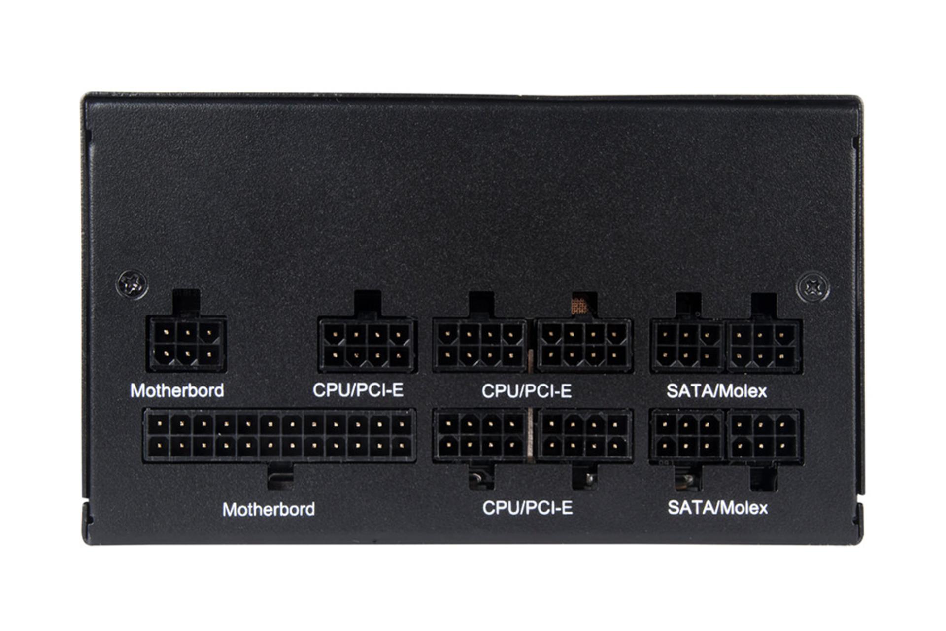 پاور کامپیوتر سیلور استون DA850 Gold با توان 850 وات نمای اتصالات