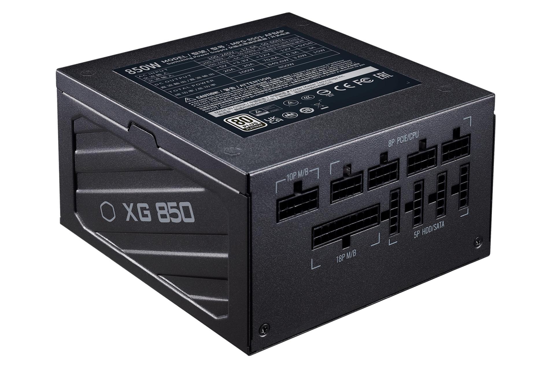 ابعاد پاور کامپیوتر کولر مستر Cooler Master XG850 Platinum با توان 850 وات