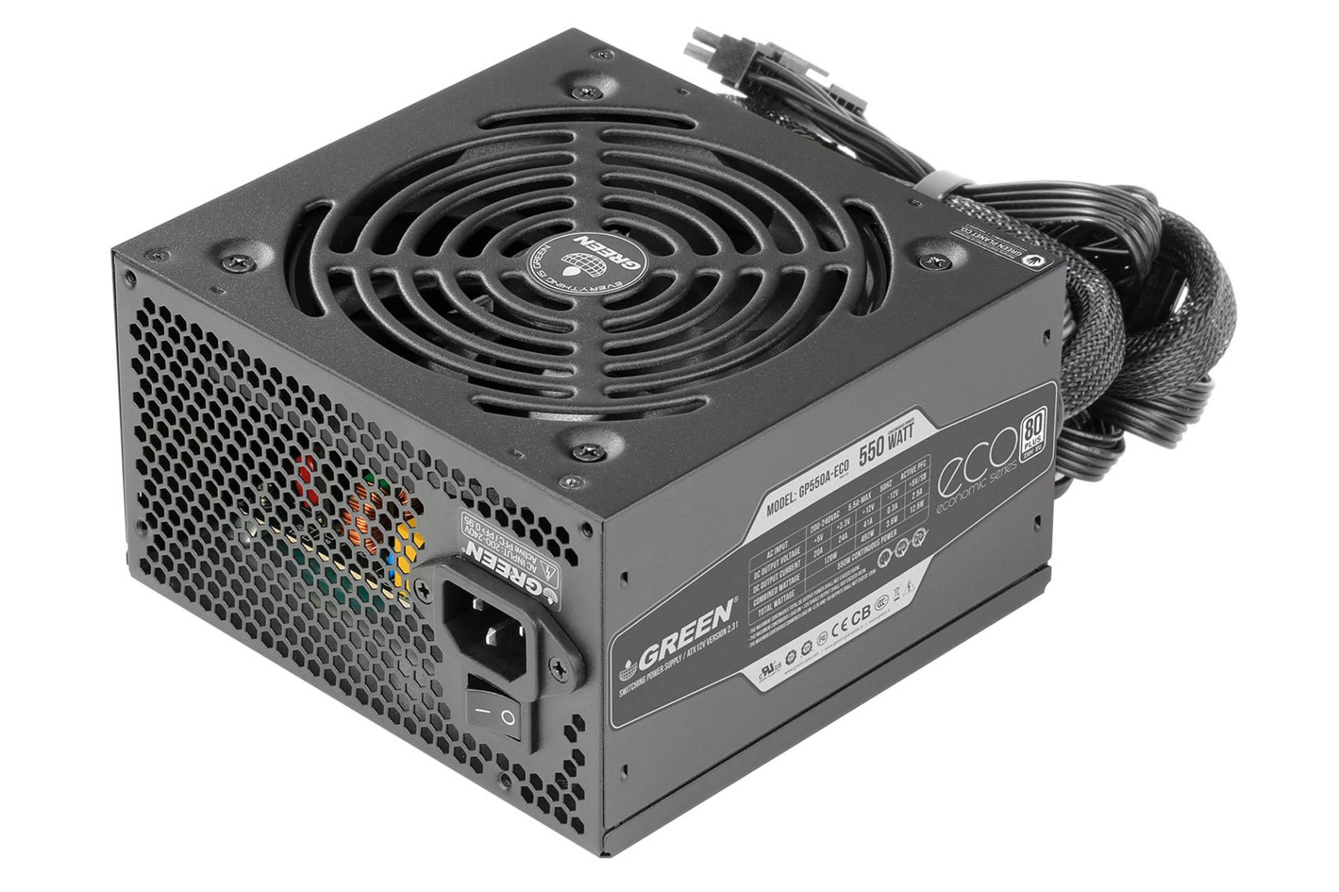 مرجع متخصصين ايران ابعاد پاور كامپيوتر گرين GREEN GP550A-ECO Rev3.1 با توان 550 وات