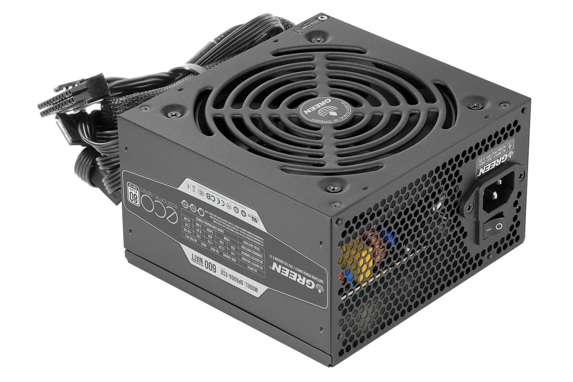مرجع متخصصين ايران ابعاد پاور كامپيوتر گرين GREEN GP600A-ECO Rev3.1 با توان 600 وات