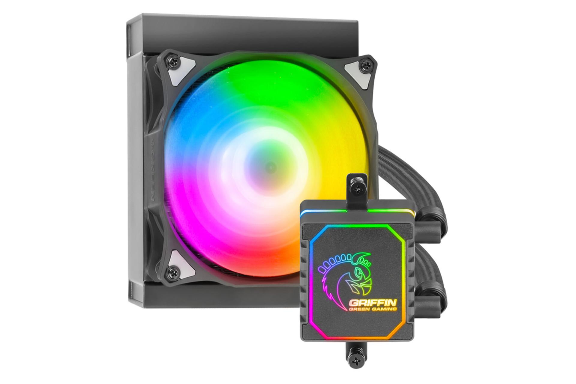 نمای روبرو خنک کننده مایع گرین GLACIER 120 ARGB