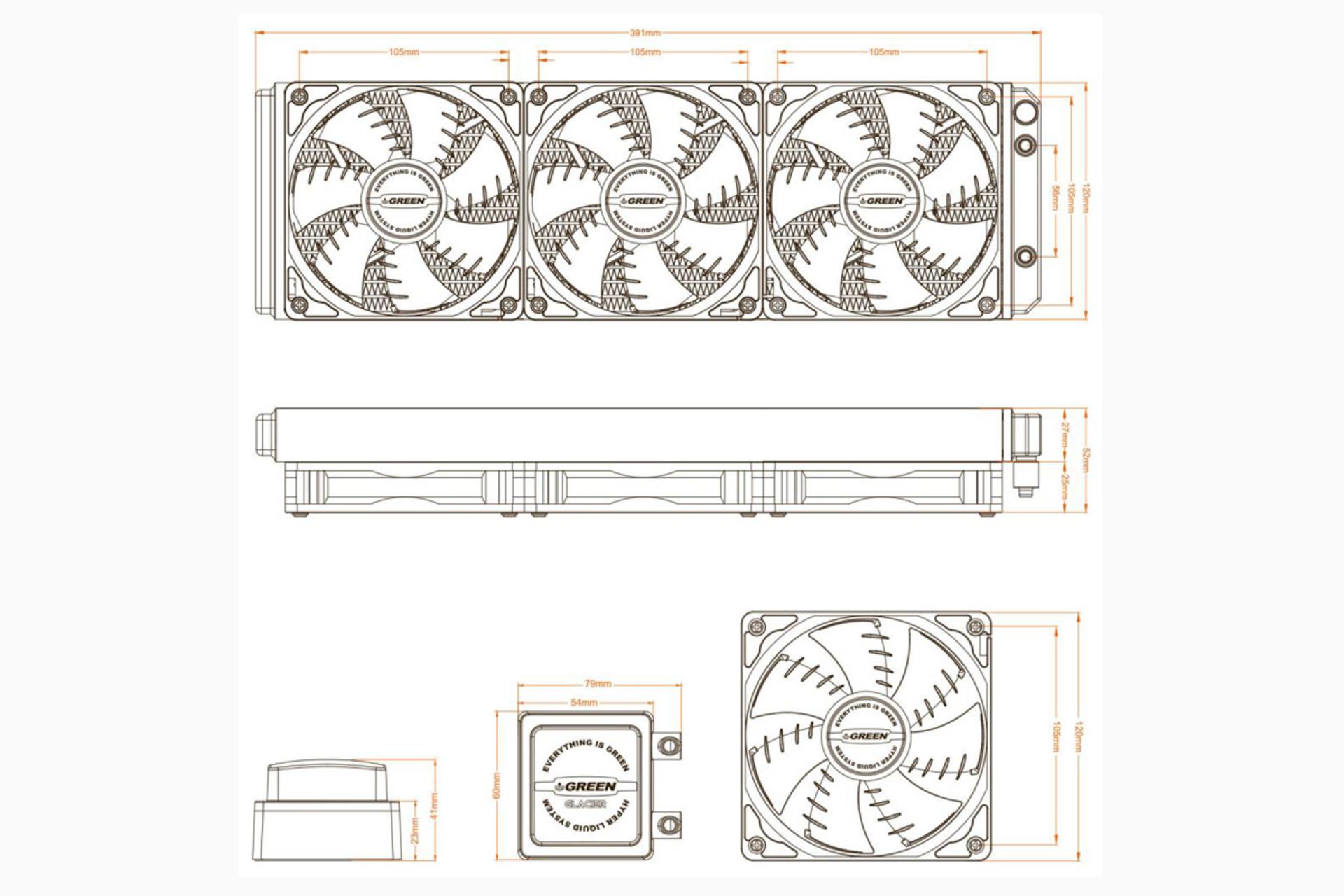 اطلاعات فن خنک کننده مایع گرین GLACIER 360