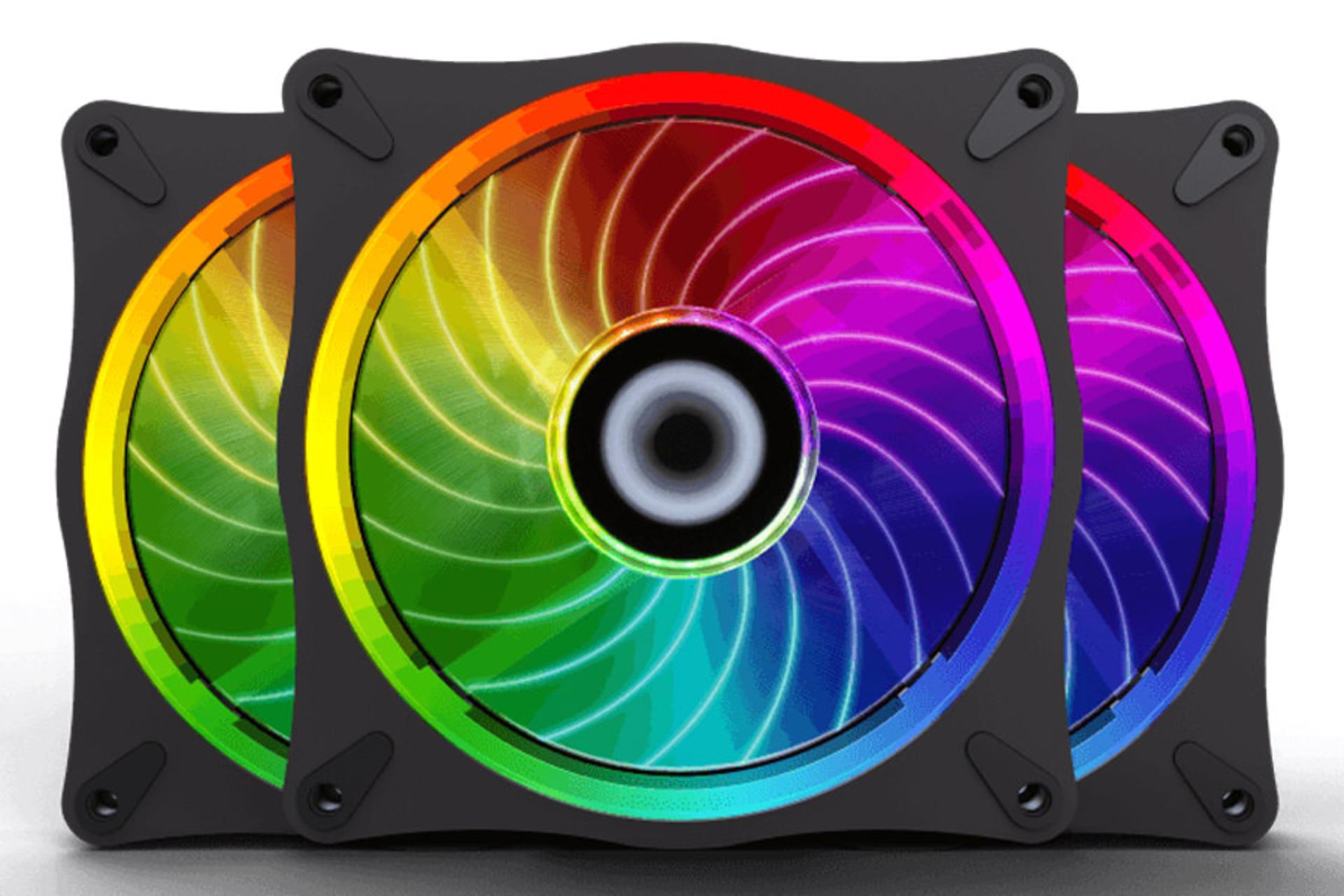 نمای روبرو فن کیس گیم مکس RL300 RGB بسته 3 عددی