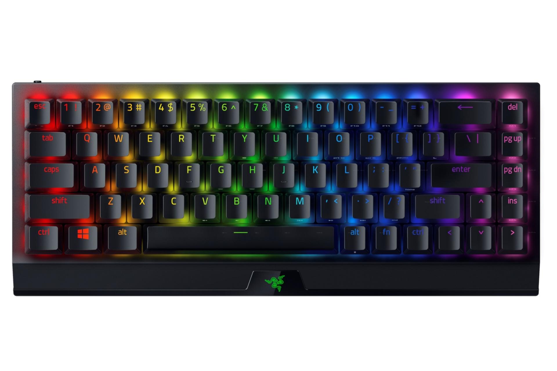 نمای روبرو کیبورد ریزر Razer BlackWidow V3 Mini HyperSpeed