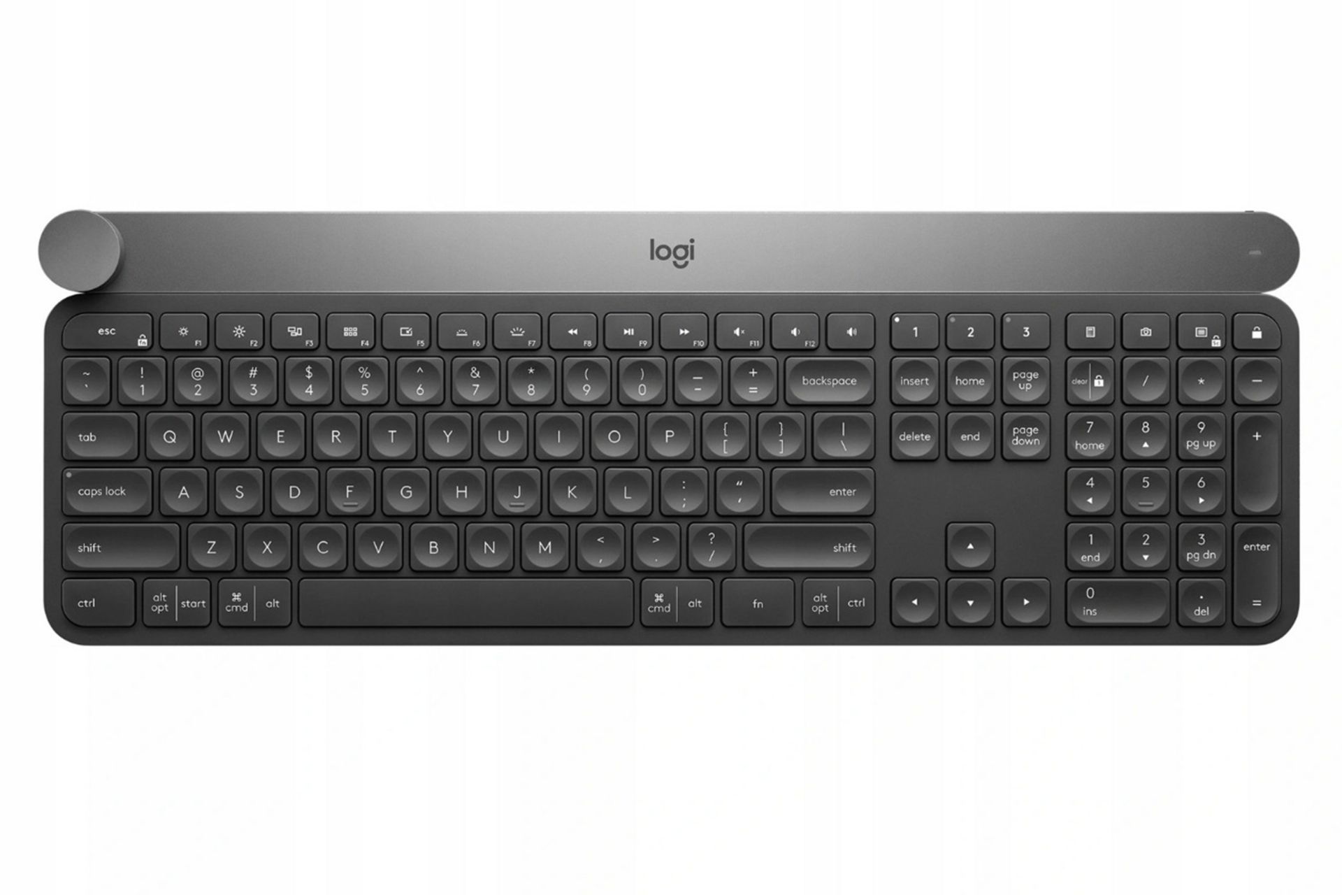 نمای بالا کیبورد لاجیتک کرفت رنگ مشکی و خاکستری