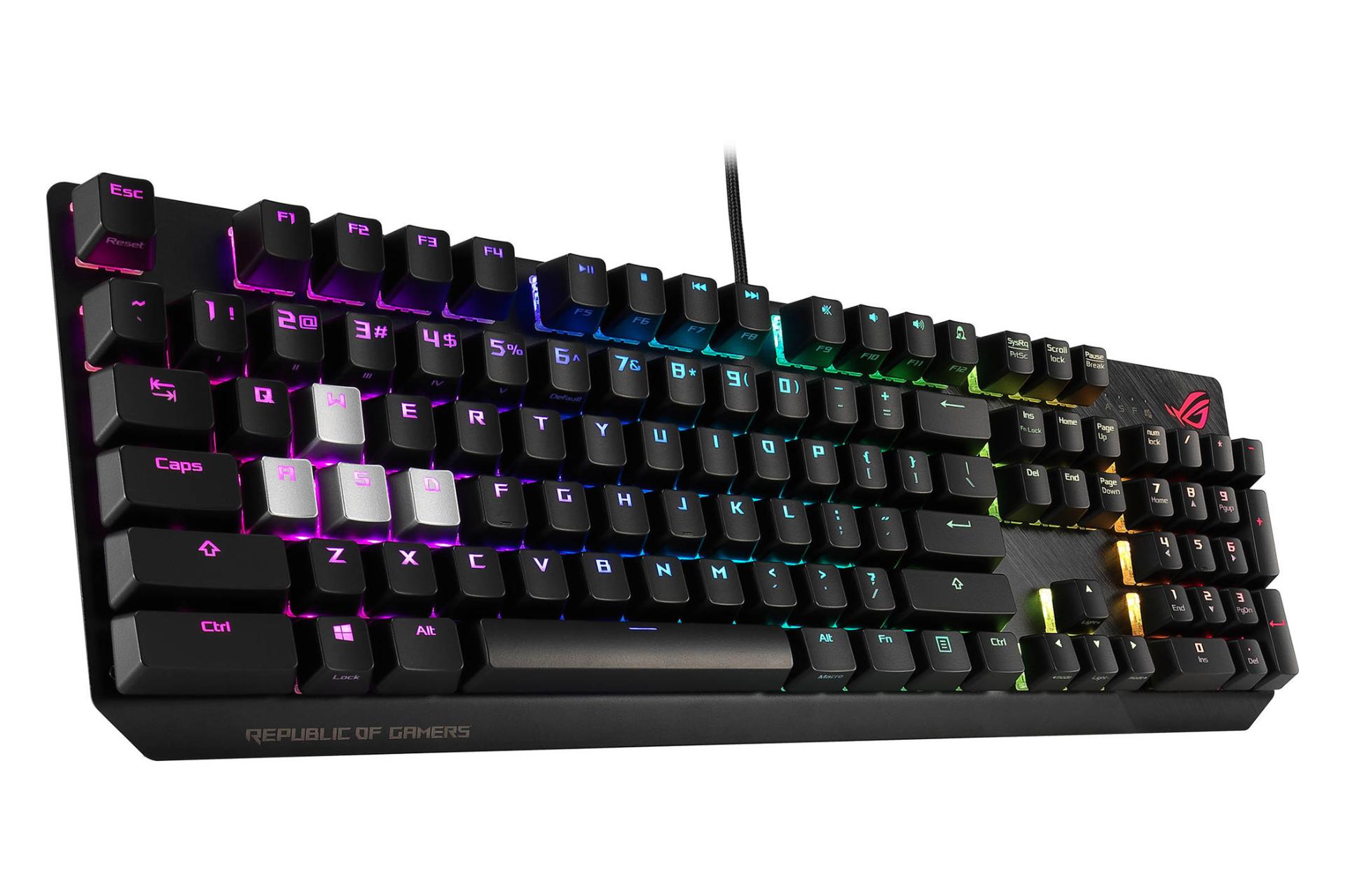 نمای سمت چپ کیبورد گیمینگ Asus ROG Strix Scope Deluxe