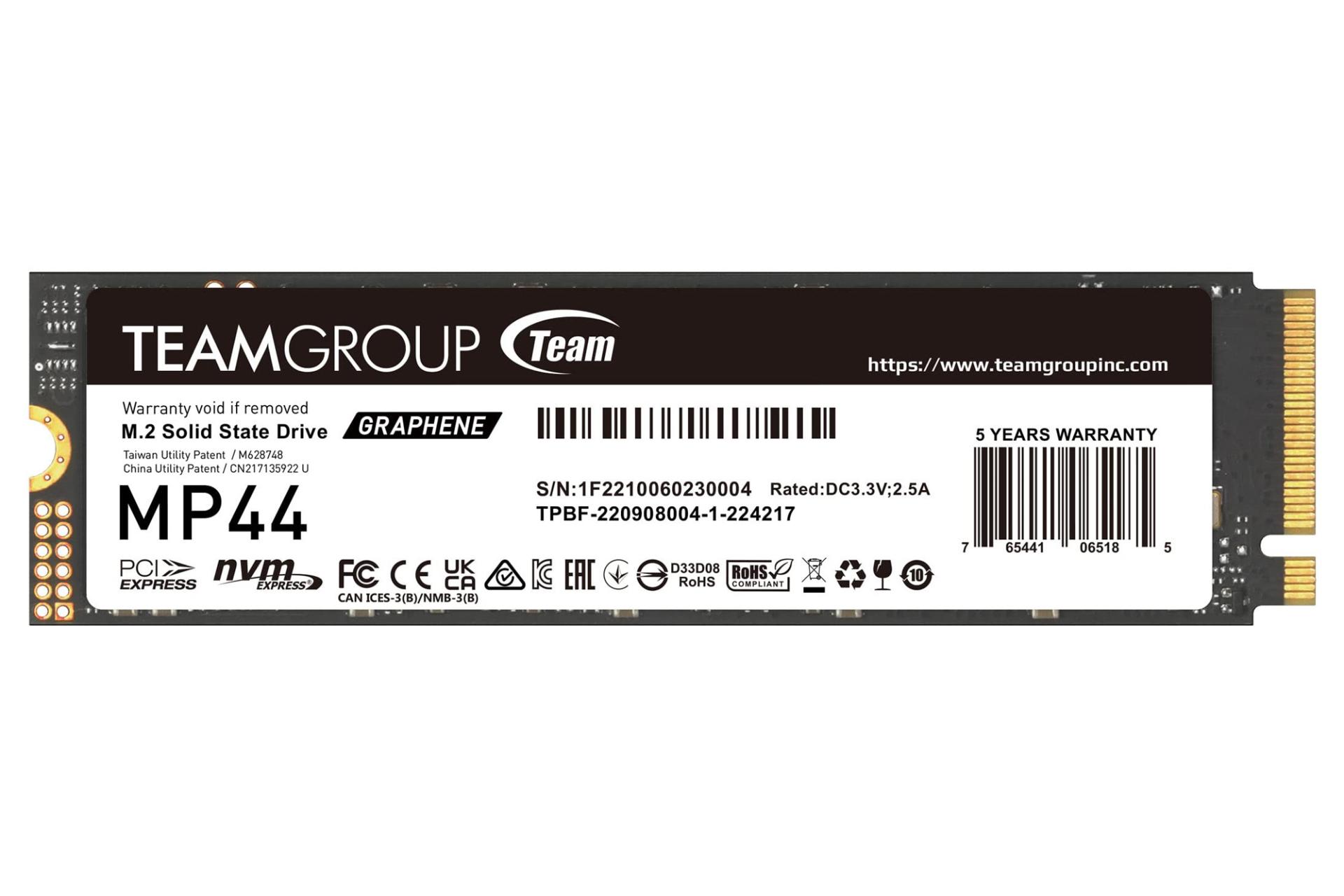 SSD تیم گروپ MP44 NVMe M.2 ظرفیت 512 گیگابایت