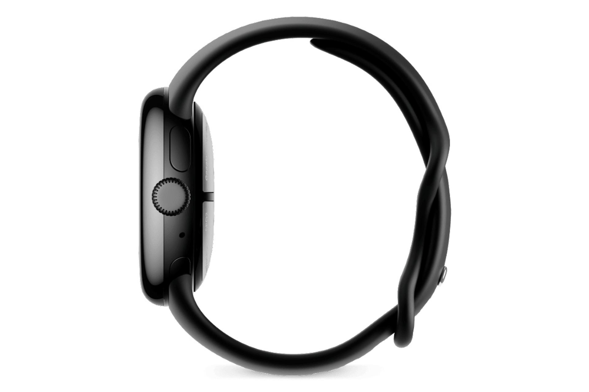 نمای جانبی ساعت هوشمند پیکسل واچ 2 گوگل / Google Pixel Watch 2 مشکی