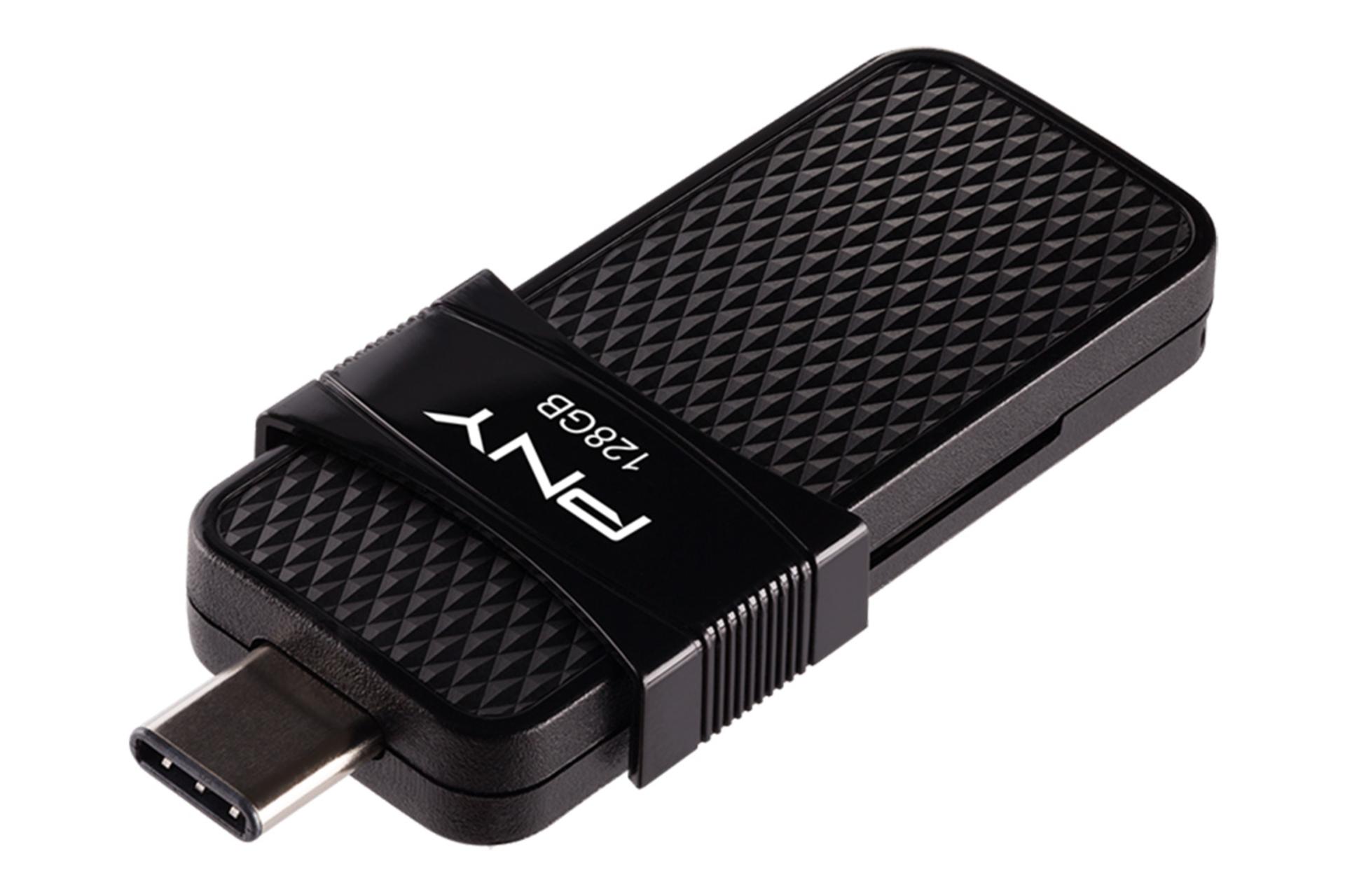 نمای درگاه USB Type-C فلش مموری پی ان وای PNY DUO LINK OTG 128GB