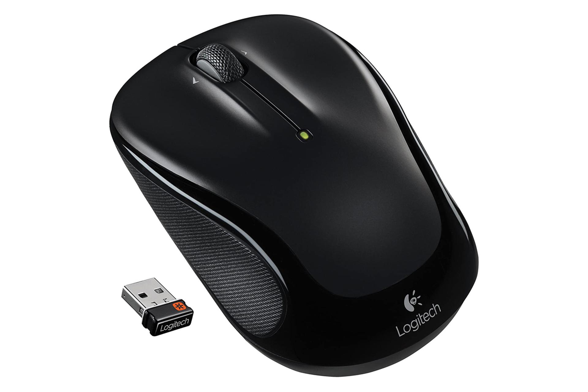 نمای نیمرخ ماوس لاجیتک M325 در کنار دانگل