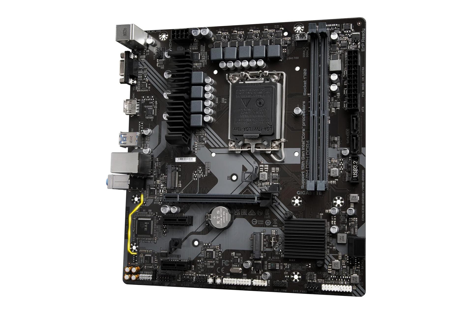 نمای کناری مادربرد گیگابایت GIGABYTE B760M D2H DDR4 (rev. 1.0)