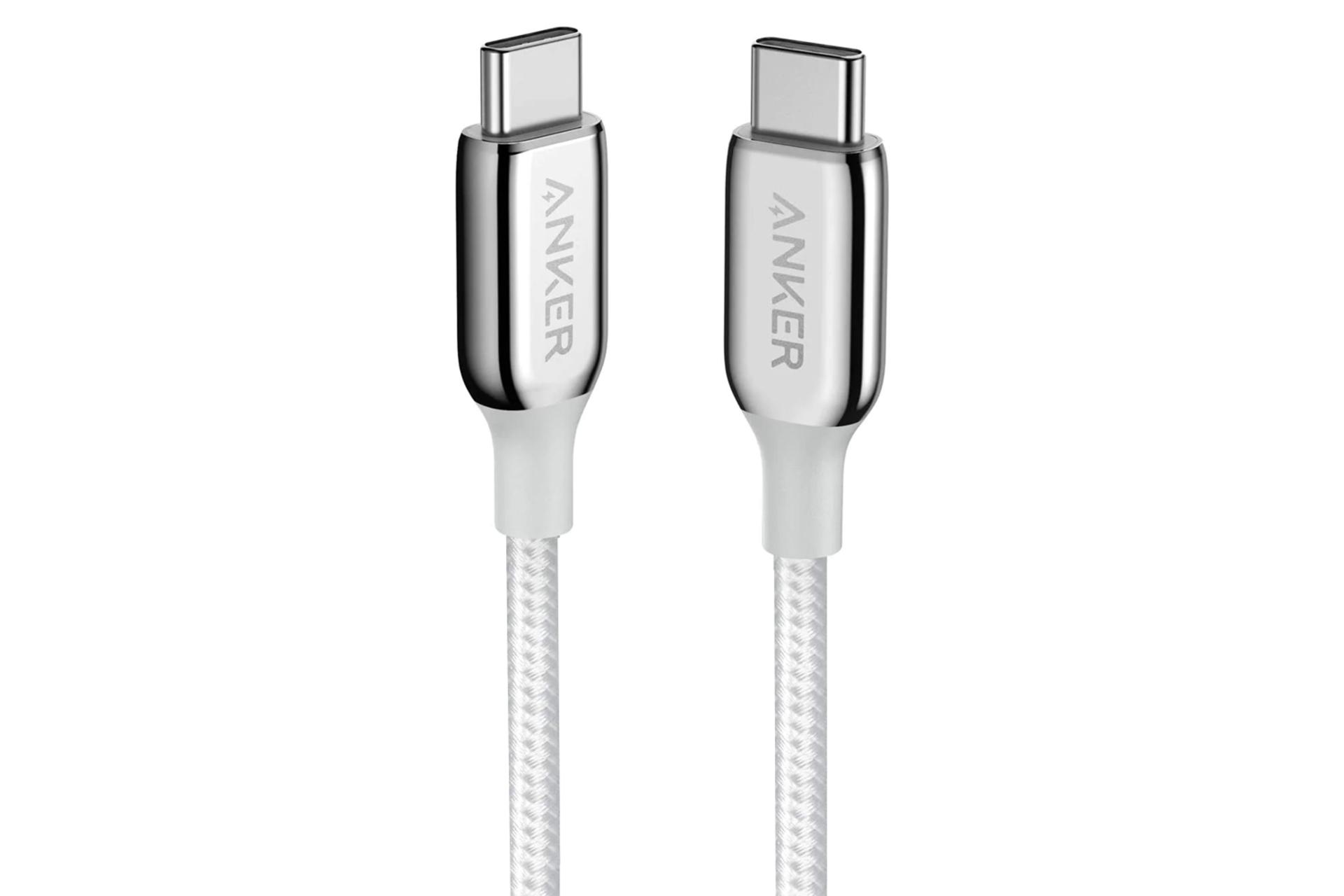 کابل شارژ USB انکر Type-C به Type-C مدل A8863 PowerLine+ III با طول 1.8 متر نقره ای