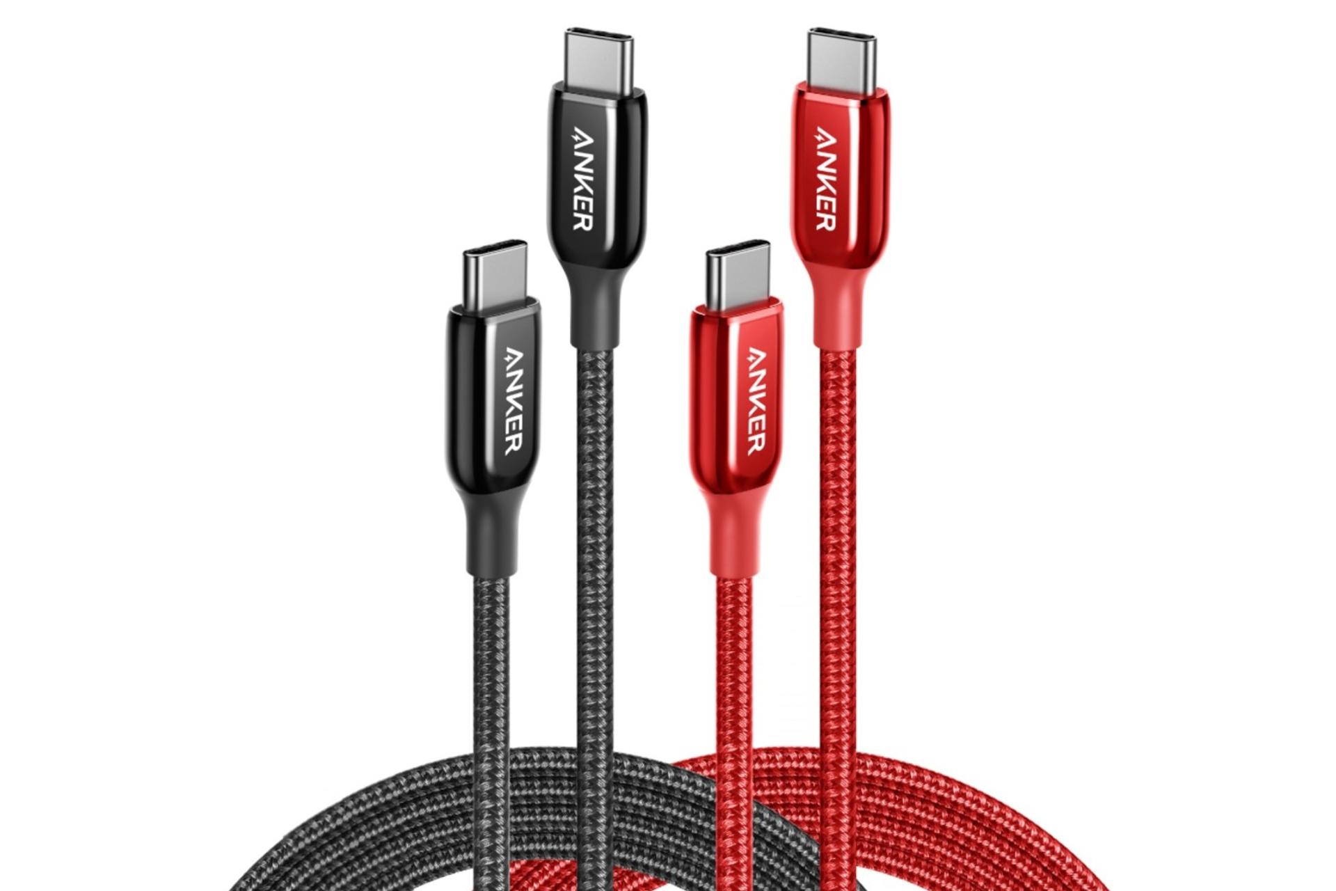 رنگ بندی کابل شارژ USB انکر Type-C به Type-C مدل A8863 PowerLine+ III با طول 1.8 متر
