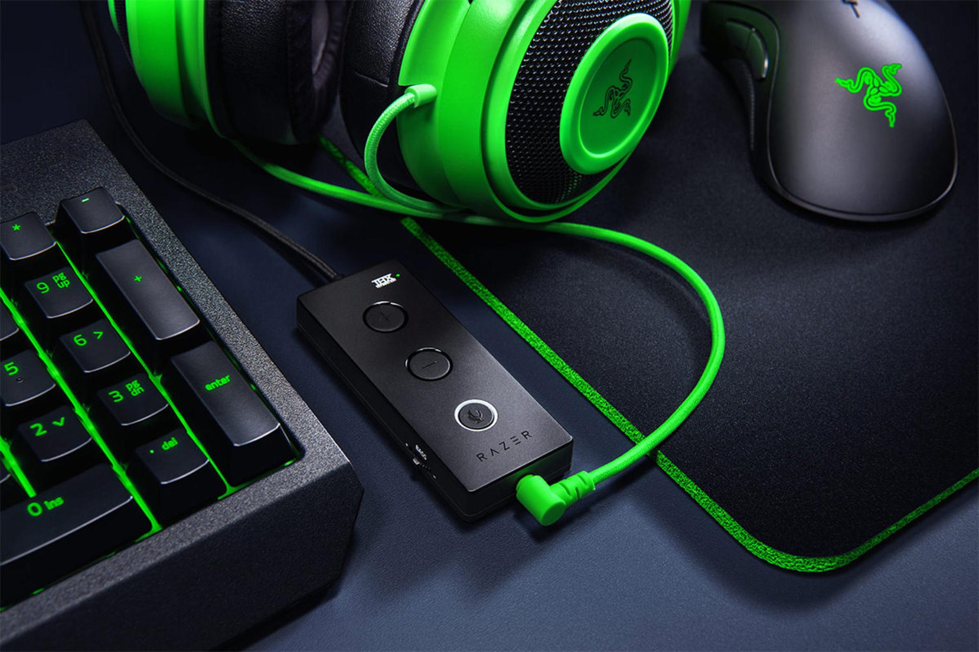 کنترل صدا هدست گیمینگ ریزر Razer Kraken Tournament Edition سبز رنگ