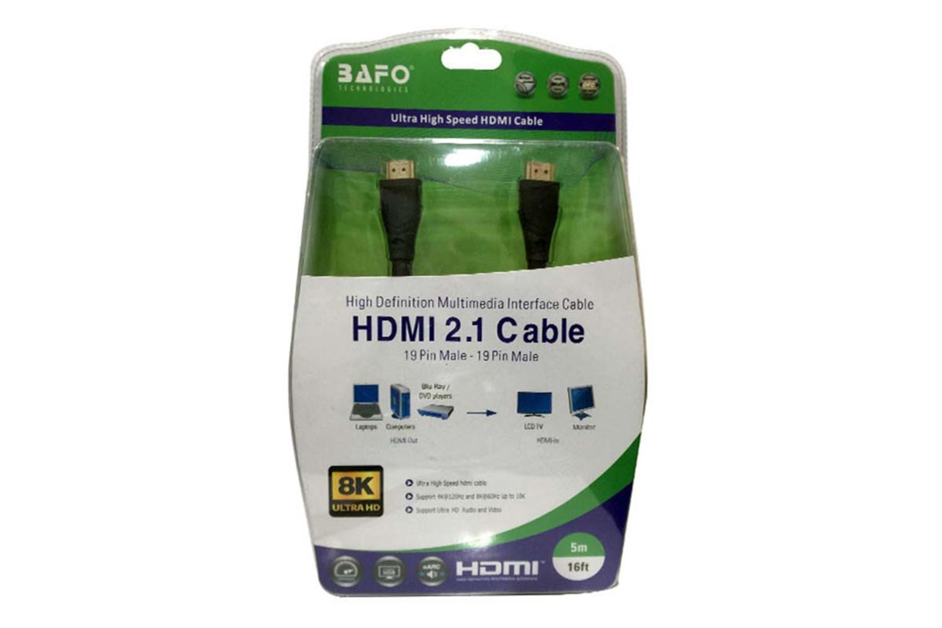 کابل HDMI بافو  HDMI BF-8K 8K 60Hz نسخه 2.1 با طول 5 متر نمای جعبه