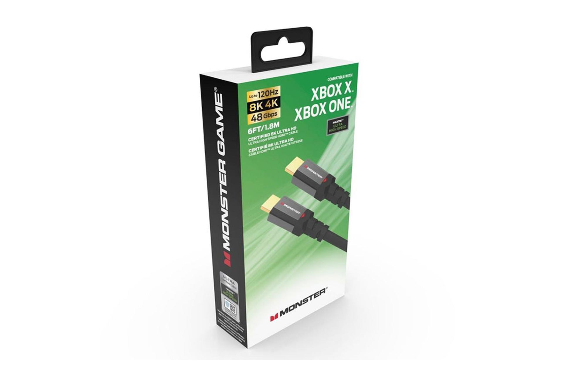 کابل HDMI مانستر  HDMI 8k-Gaming 4K 60Hz نسخه 2.1 با طول 1.8 متر نمای جعبه مخصوص ایکس باکس