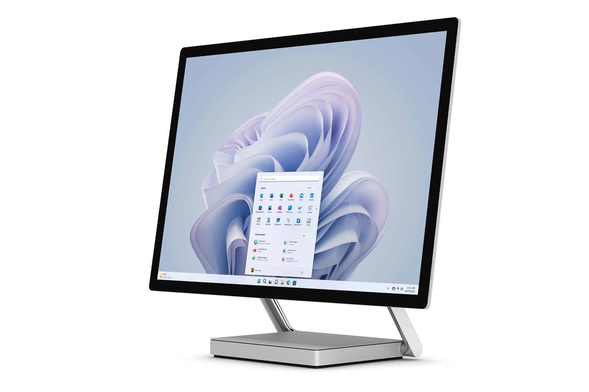 نمای نیمرخ کامپیوتر همه کاره مایکروسافت سرفیس استودیو 2 پلاس / Microsoft Surface Studio 2 Plus