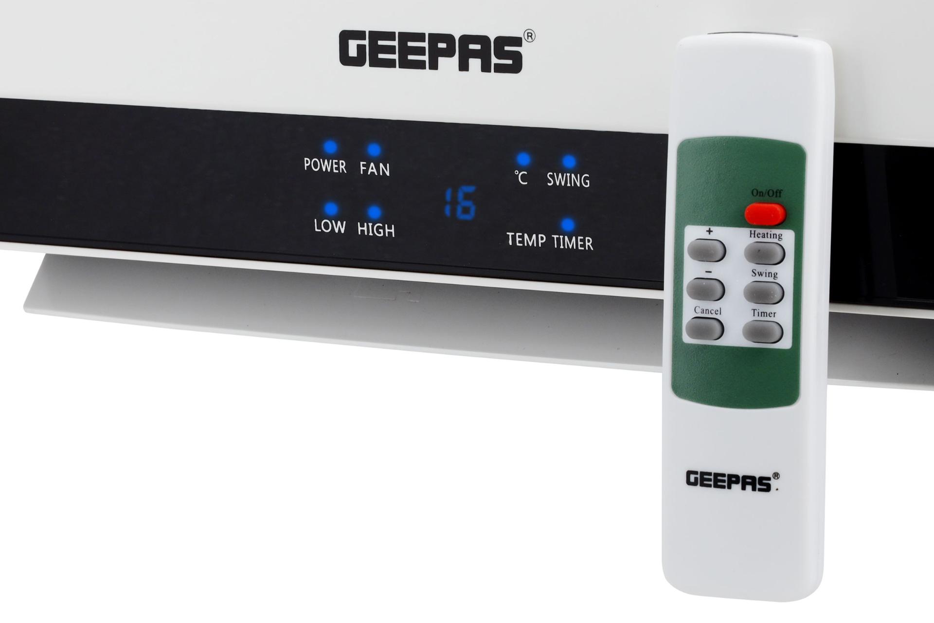 نمای نزدیک پنل جلوی بخاری برقی جی پاس GEEPAS GWH28519 بهمراه کنترل از راه دور