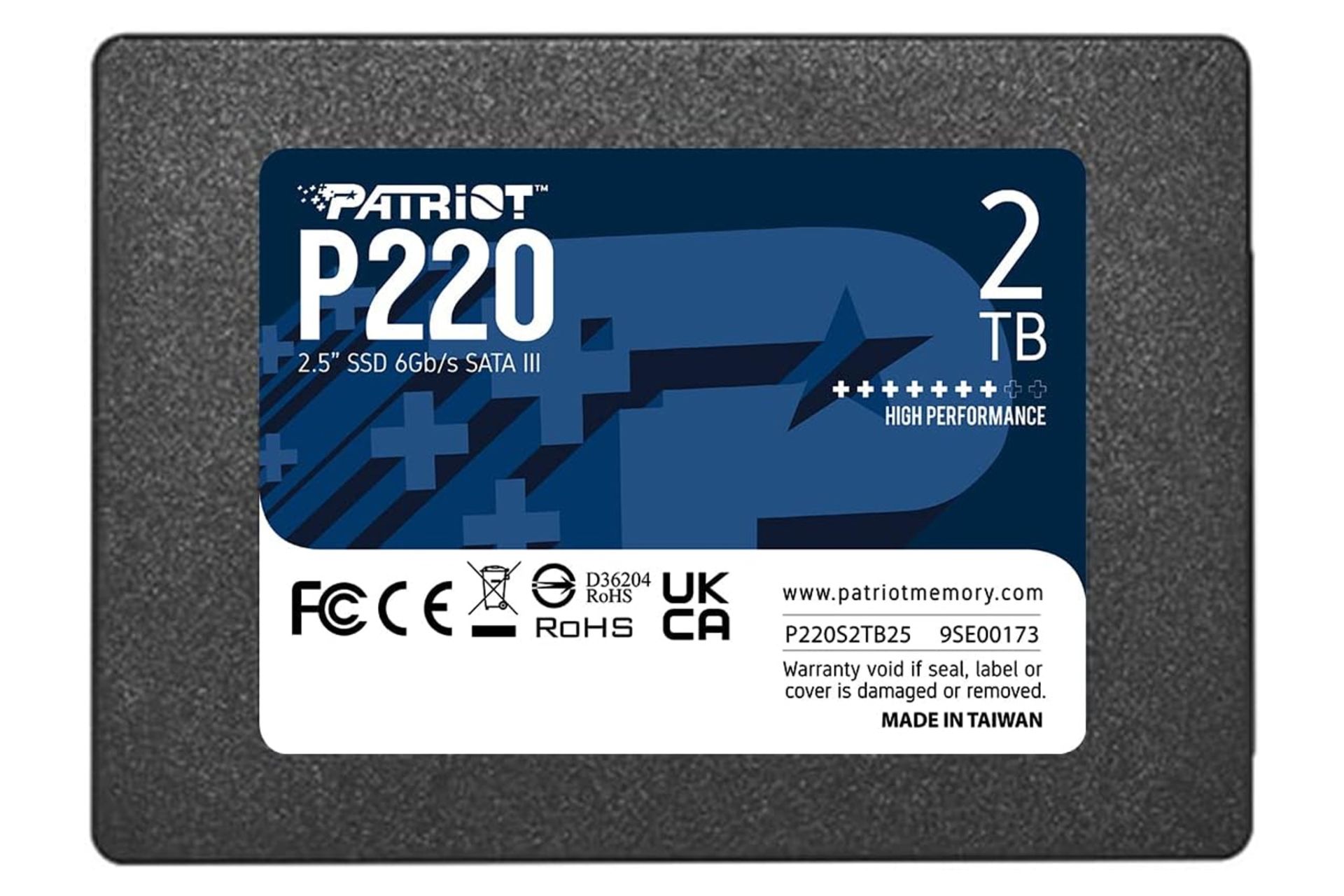 ابعاد و اندازه اس اس دی پاتریوت P220 SATA 2.5 Inch ظرفیت 2 ترابایت