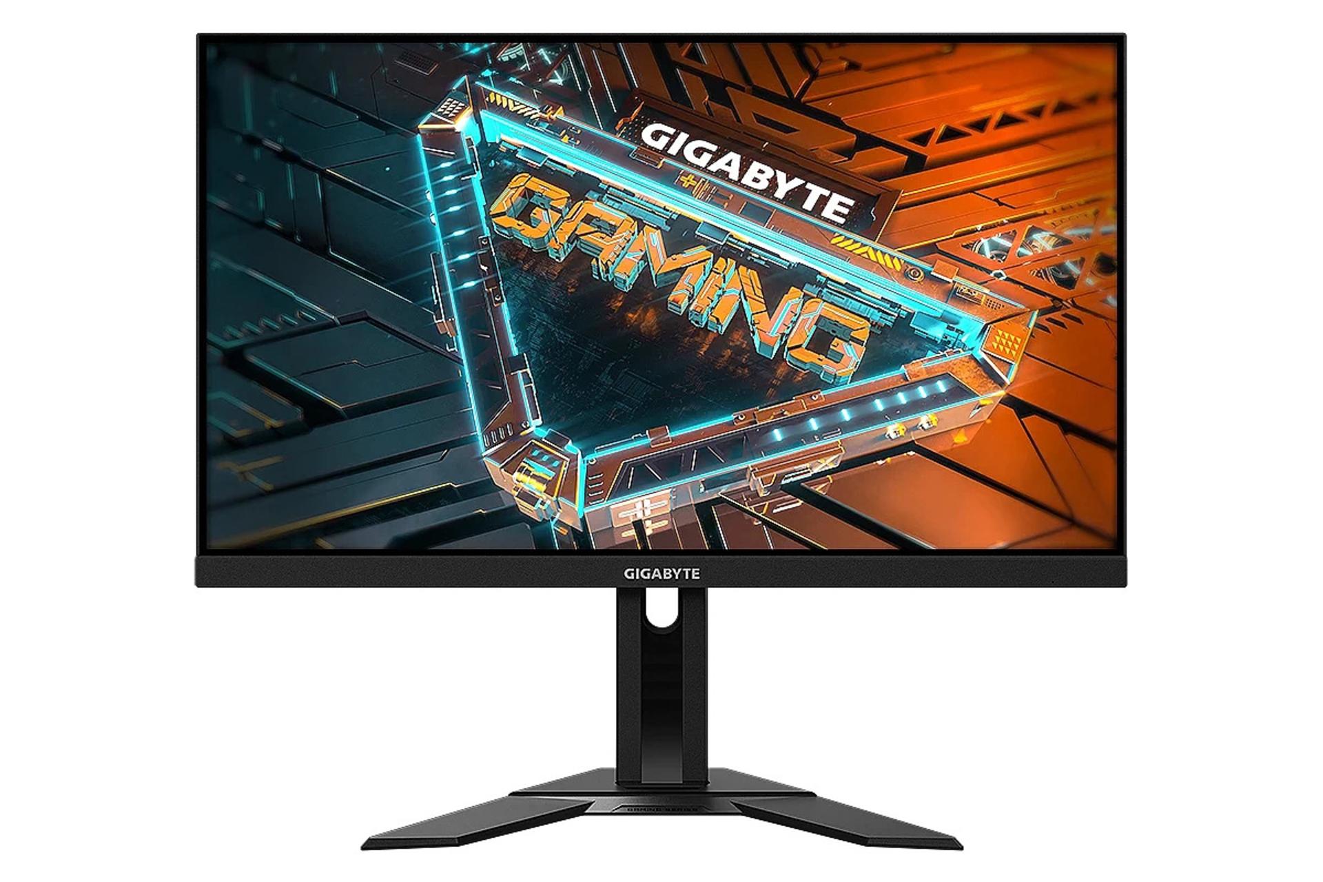 نمای جلو و لوگوی مانیتور گیگابایت 27 اینچ مدل G27F 2