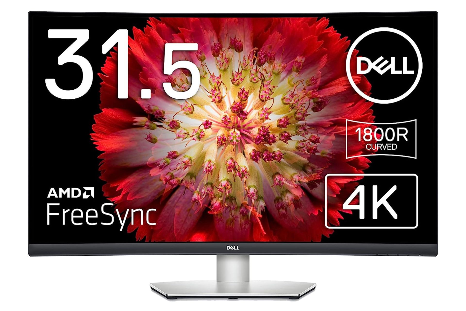 مانیتور دل 32 اینچ مدل Curved S3221QSA نمای جلو و لوگوی