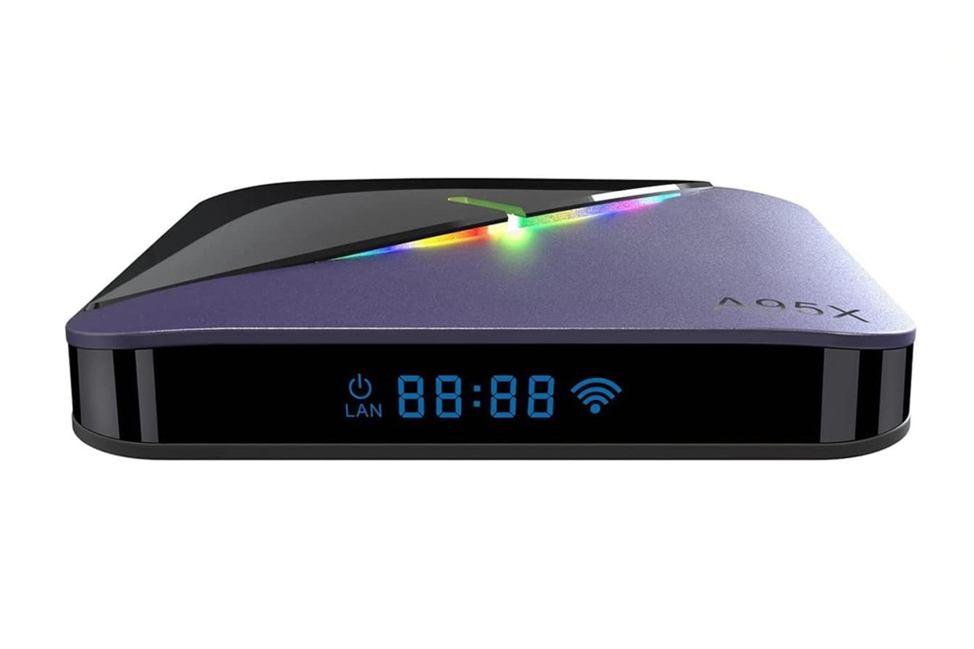 پنل جلوی اندروید باکس آ95ایکس F3 AIR II با نمایش صفحه نمایش و نورپردازی