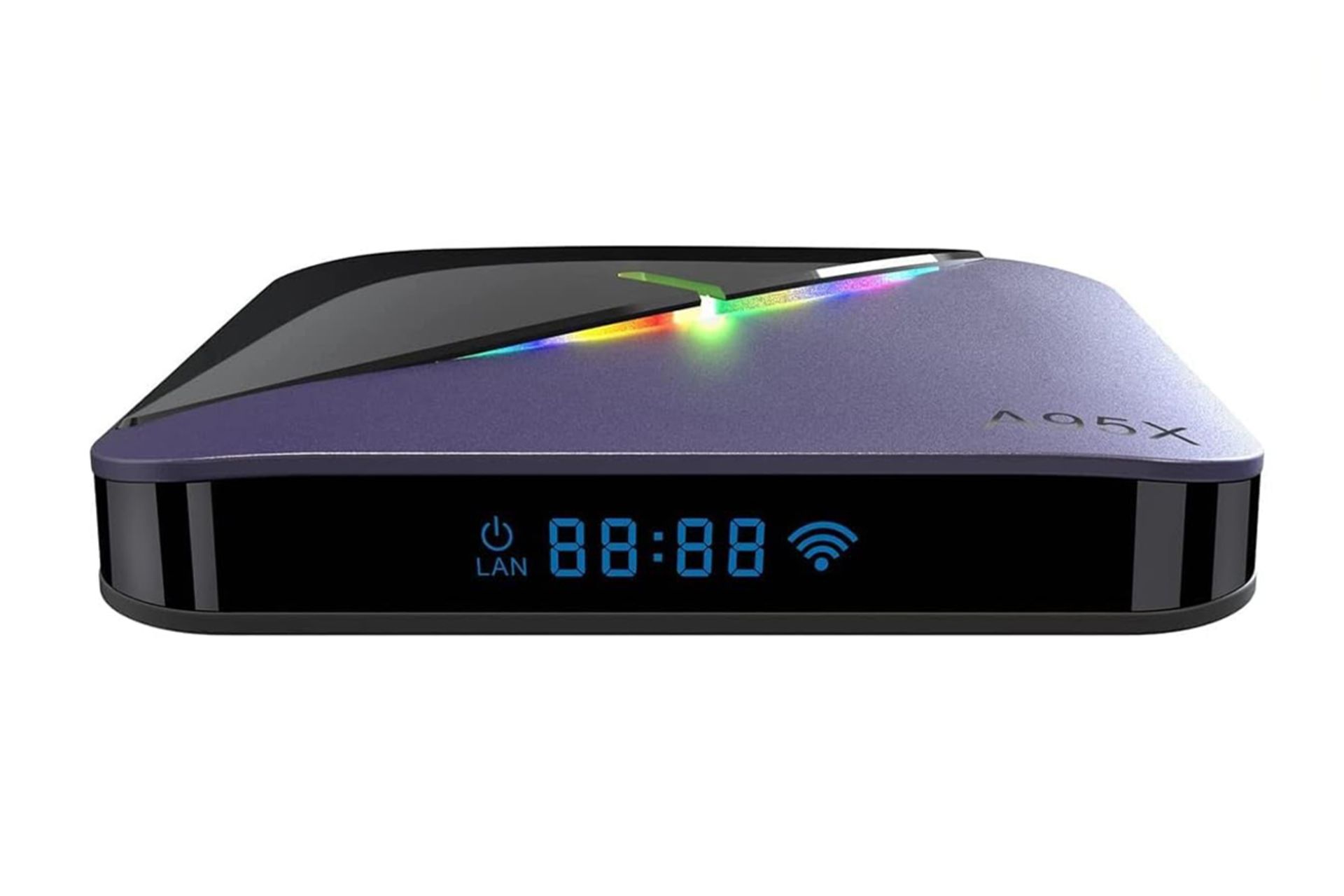 پنل جلوی اندروید باکس آ95ایکس F3 AIR II با نمایش صفحه نمایش و نورپردازی