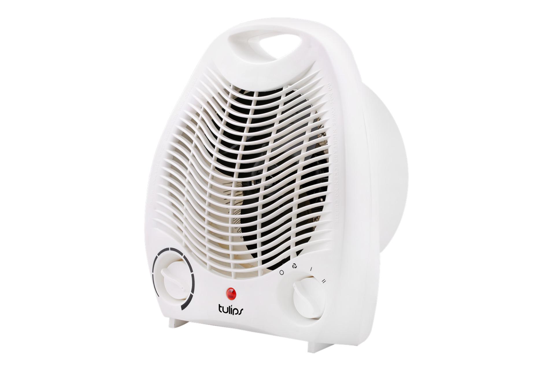 نمای کناری بخاری برقی تولیپس Tulips EH-101، کلیدهای جلوی محصول و شیارهای خروج هوا