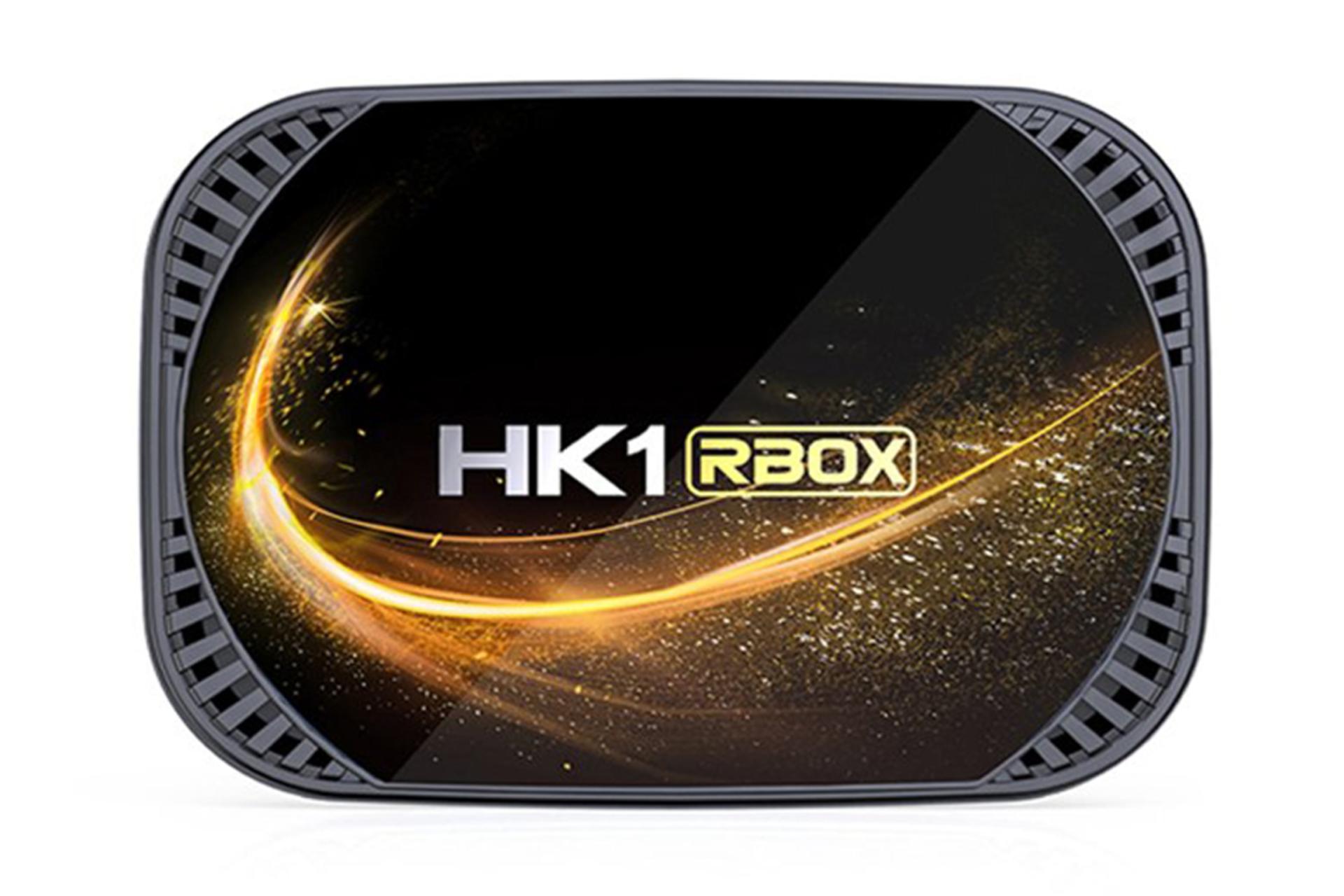 پنل بالای اندروید باکس اچ کی وان RBOX X4S با تمرکز روی لوگوی برند