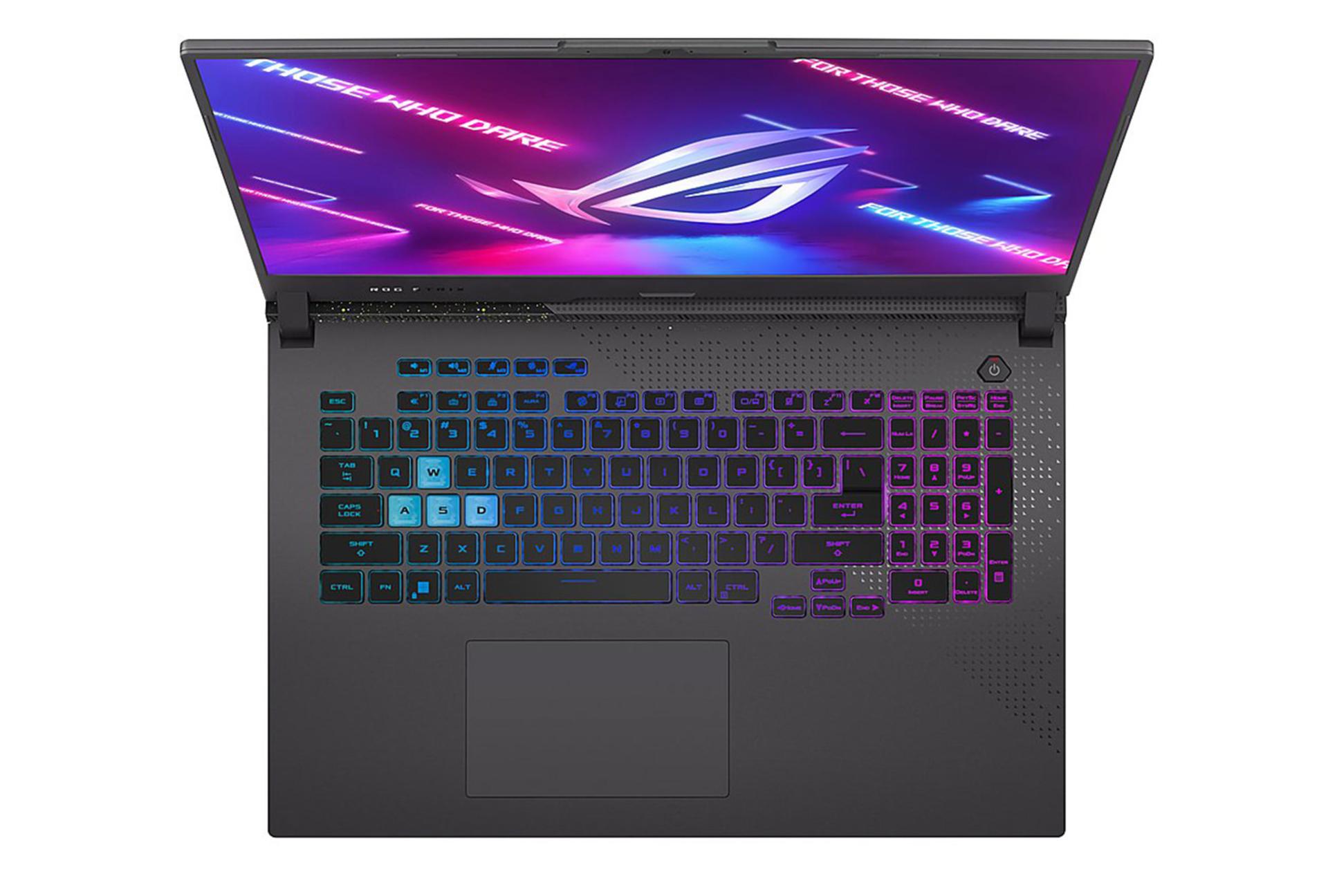 لپ تاپ ایسوس ASUS ROG Strix G17 G713PI نمای بالا کیبورد