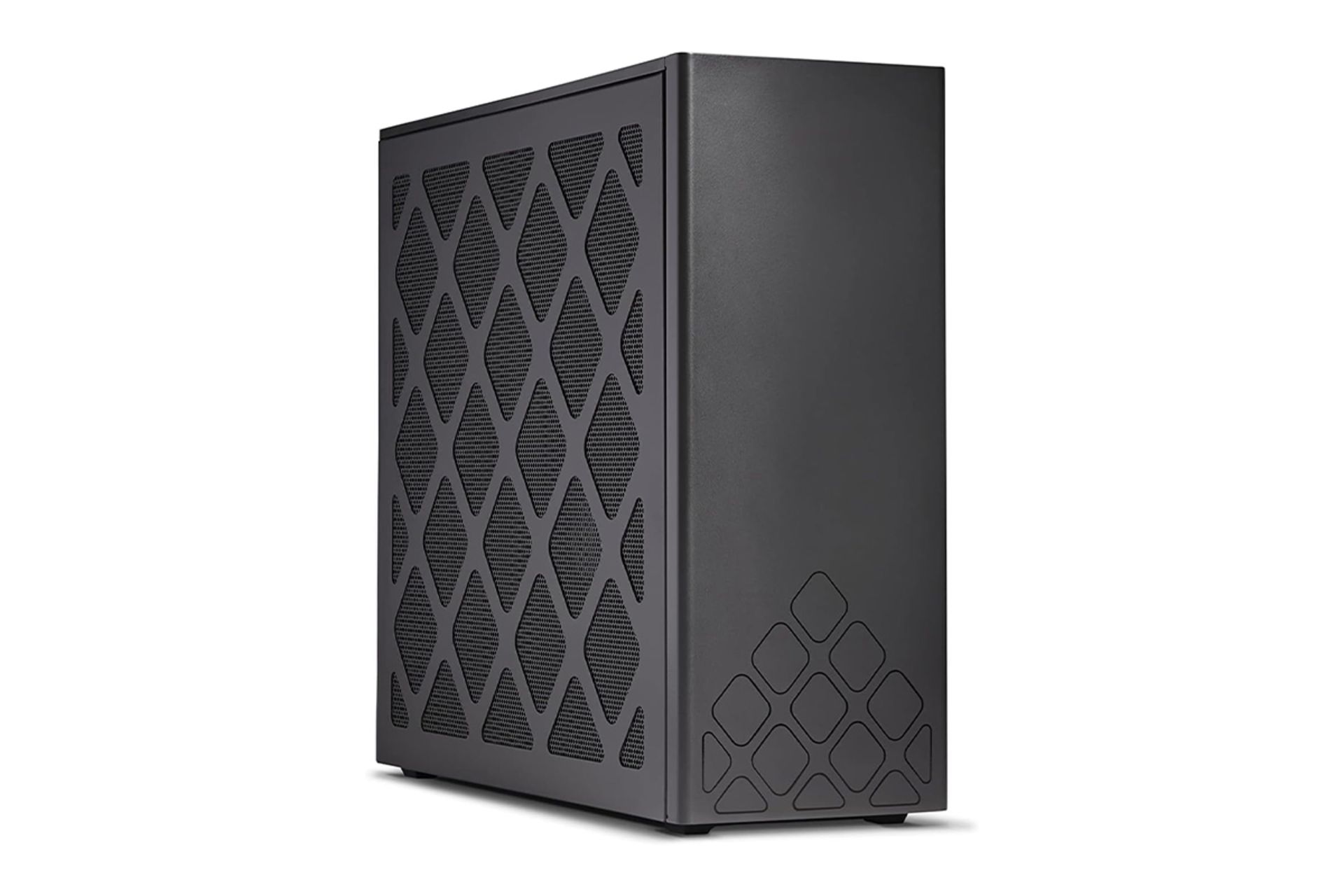 نمای کلی کامپیوتر کوچک NUC 13 Extreme Kit اینتل با تمرکز روی پنل جلو و پنل سمت چپ