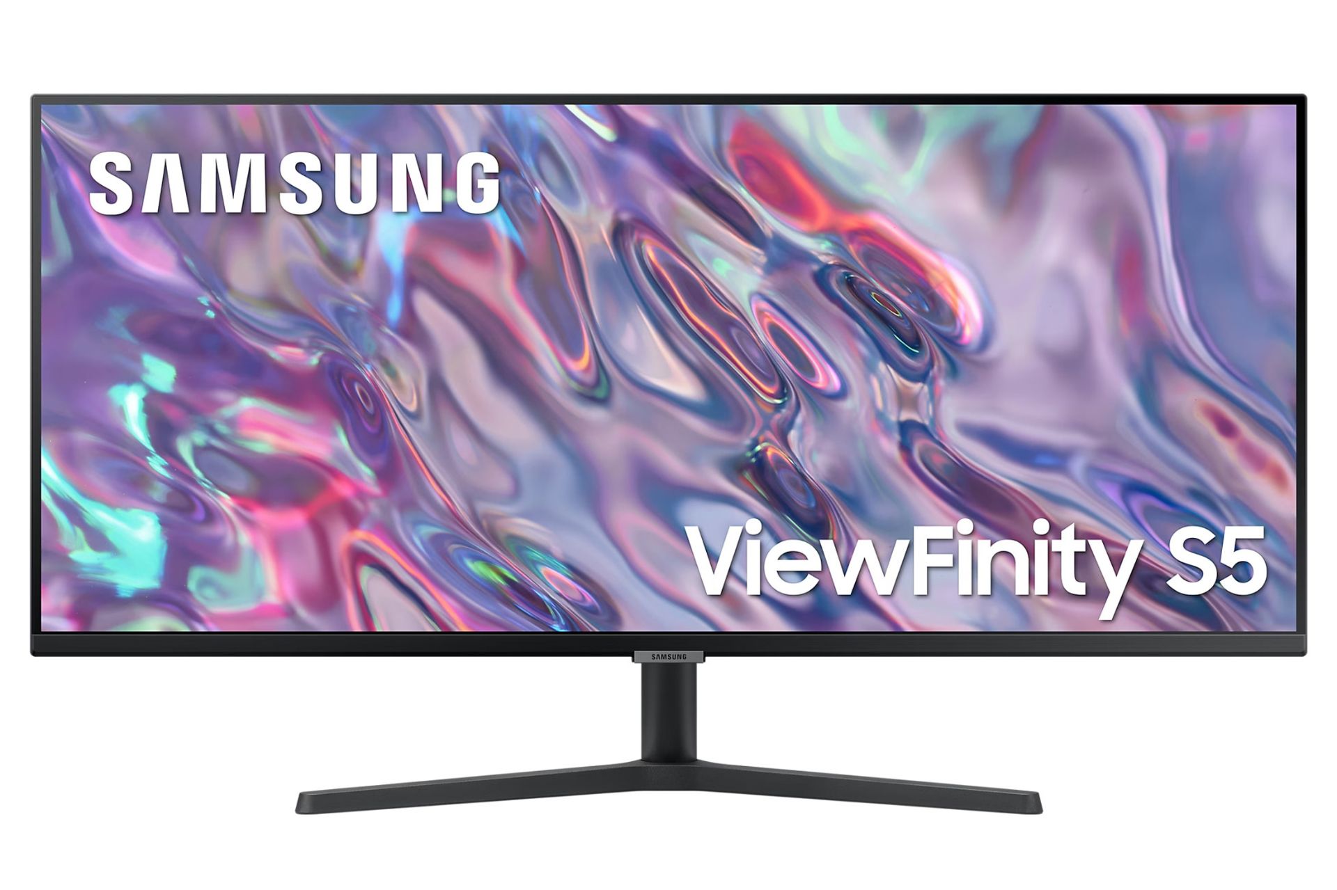 نمای جلو و لوگوی مانیتور سامسونگ 34 اینچ مدل ViewFinity S5 S50GC LS34C500GAMXUE