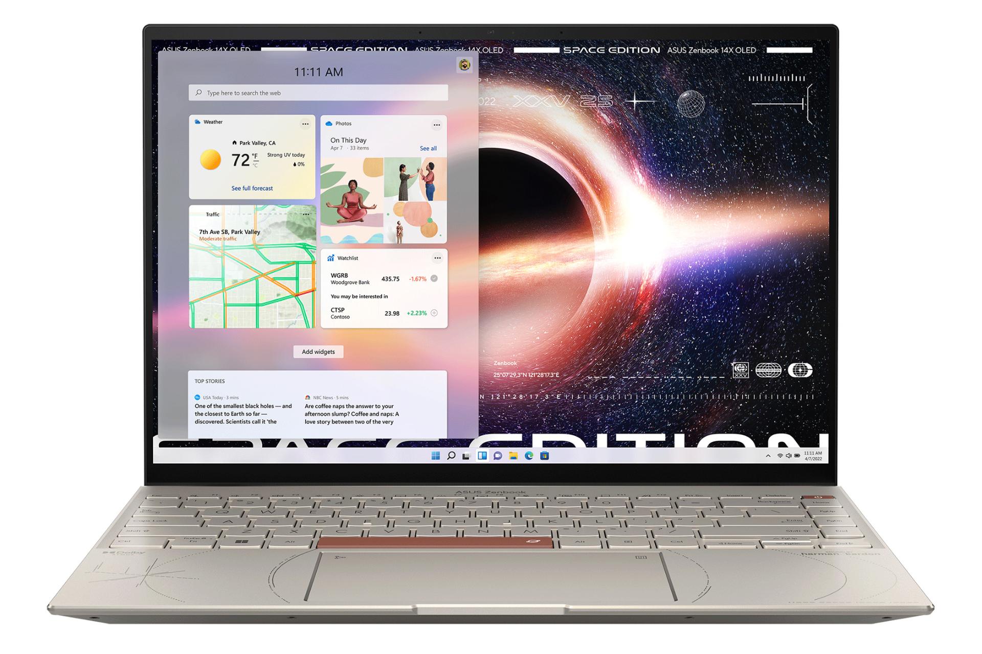 لپ تاپ ایسوس ASUS Zenbook 14X OLED Space Edition UX5401ZAS نمای جلو صفحه نمایش روشن