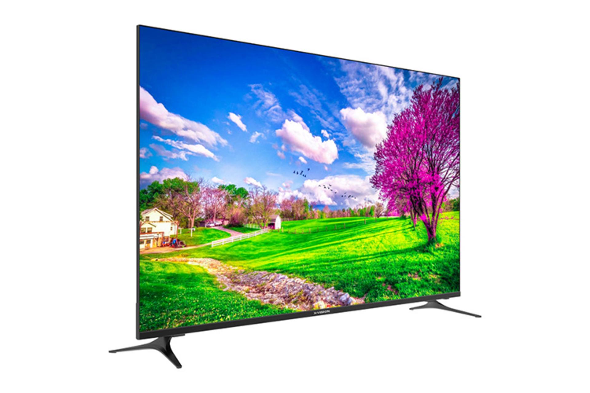 تلویزیون ایکس ویژن X.Vision 55XCU745 نمای راست صفحه نمایش روشن