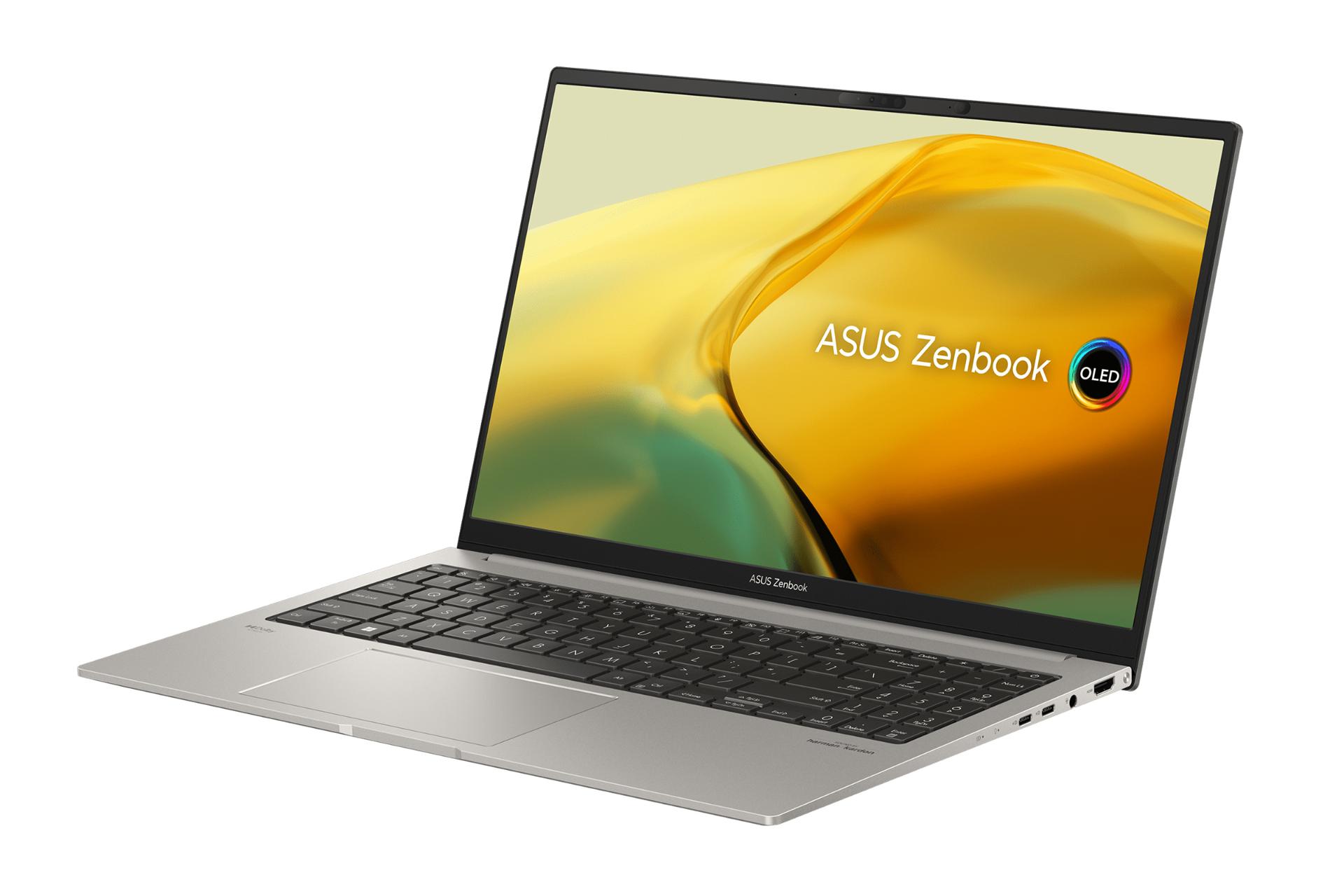 مرجع متخصصين ايران لپ تاپ ايسوس ASUS Zenbook 15 OLED UM3504DA نماي راست صفحه نمايش روشن