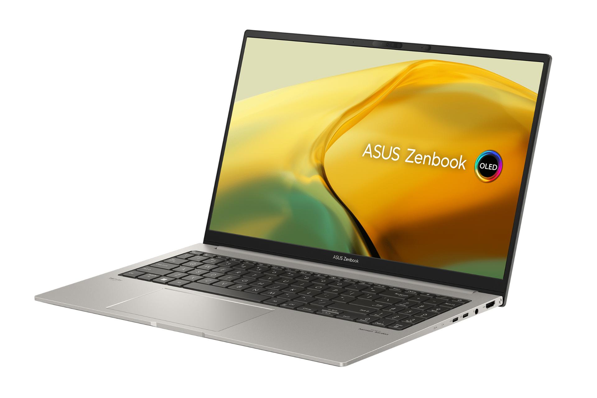 لپ تاپ ایسوس ASUS Zenbook 15 OLED UM3504DA نمای راست صفحه نمایش روشن