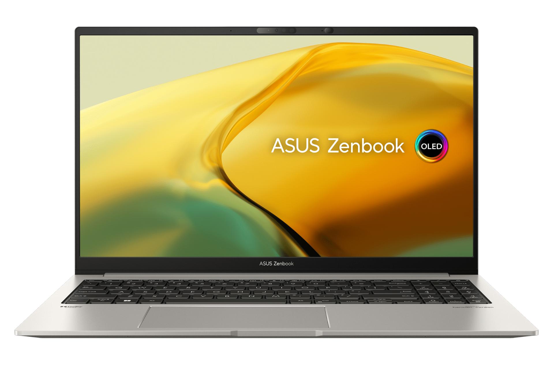 مرجع متخصصين ايران لپ تاپ ايسوس ASUS Zenbook 15 OLED UM3504DA نماي جلو صفحه نمايش روشن