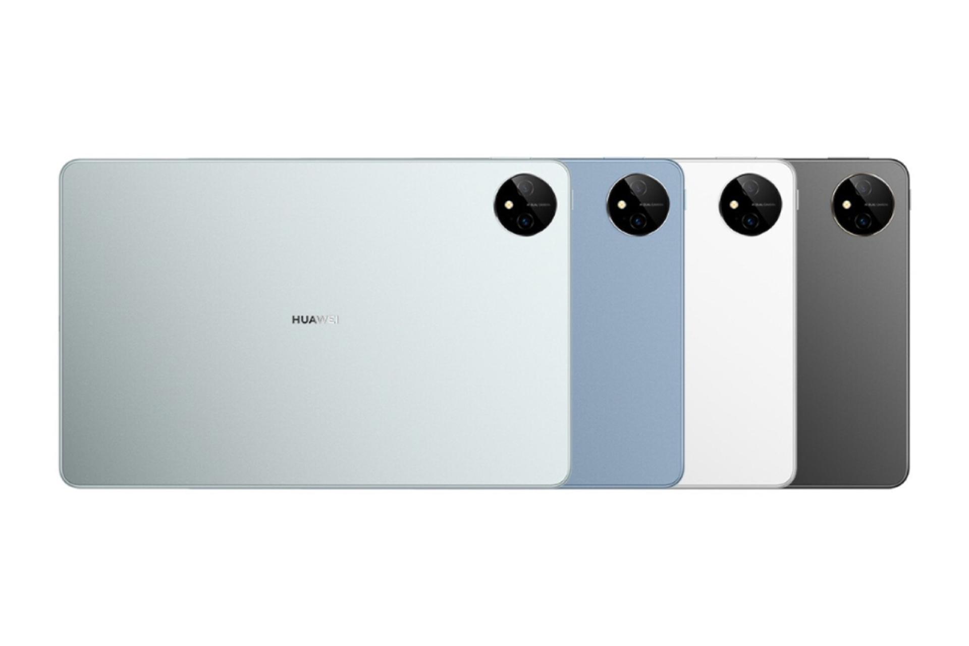 پنل پشت تبلت میت پد پرو 11 هواوی نسخه 2024 / Huawei MatePad Pro 11 2024 و نمایش رنگ بندی تبلت رنگ‌های خاکستری، آبی، سفید و مشکی